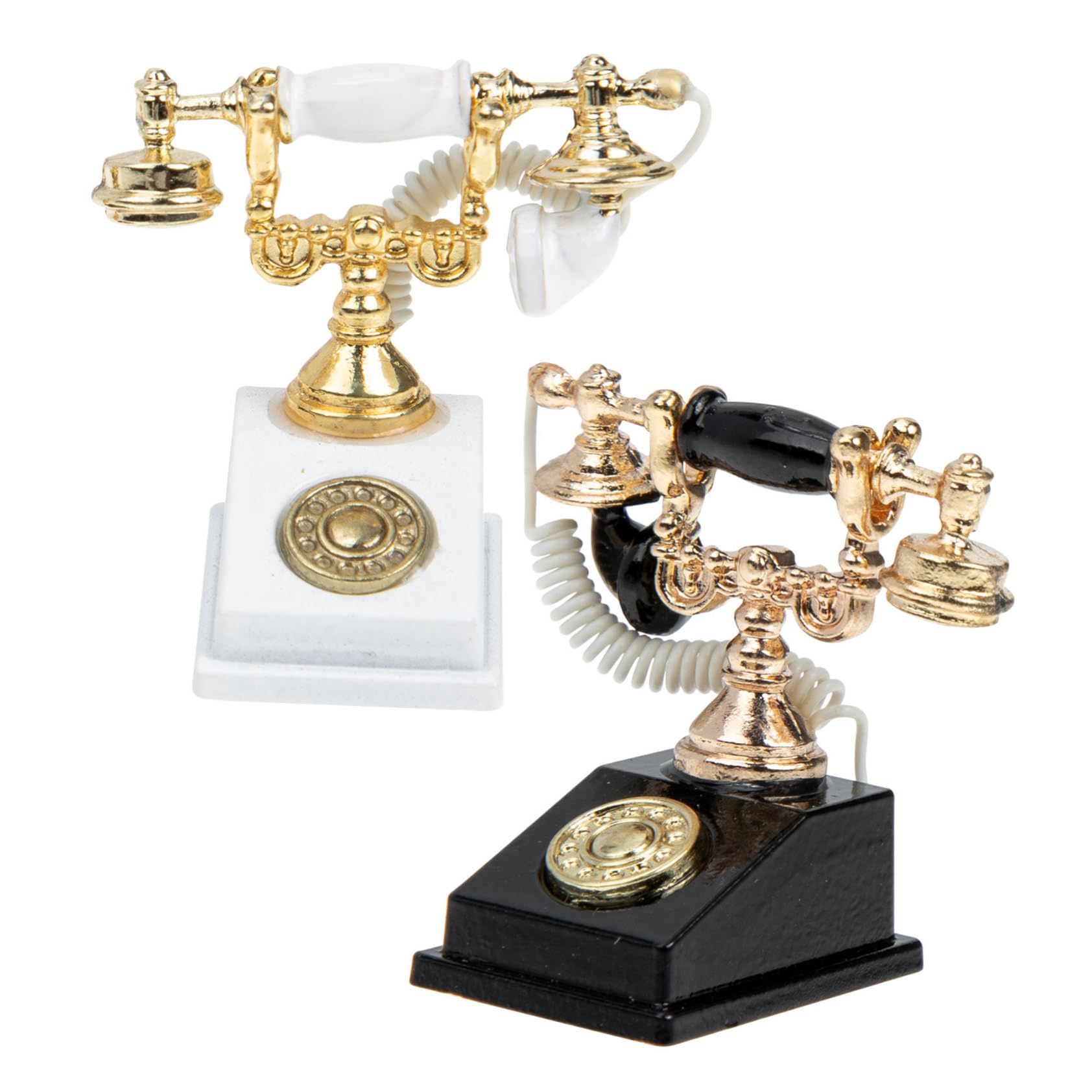 QUMIIRITY 2pcs Retro Mini Telephone Model Dollhouse Furniture Accessories Vintage Decoration for Miniature Houses Realistic Design for Dollhouse Decor
