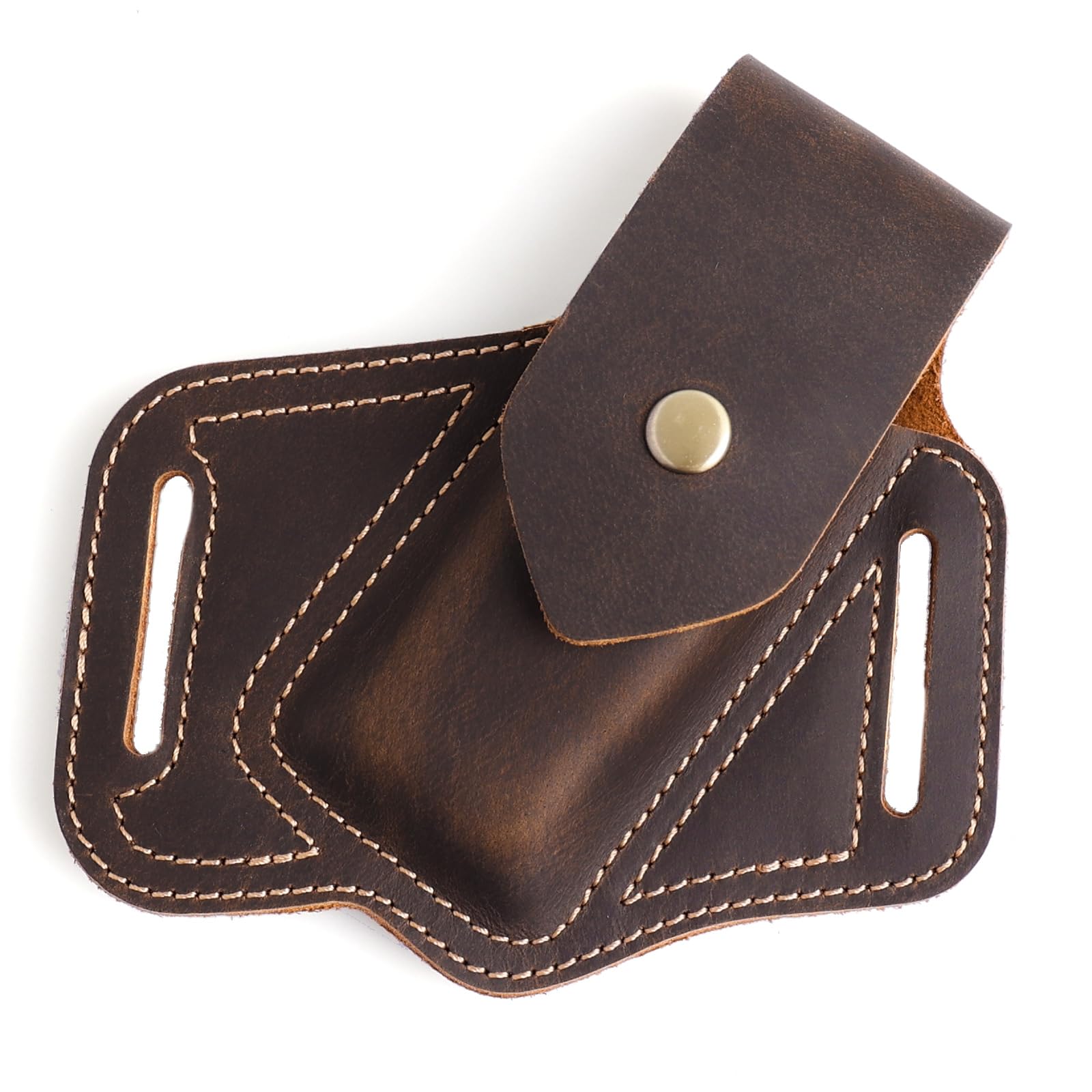GentlestacheKnife Sheath, Leather Knife Holster, Multitool Sheath for Belt, EDC Leather Belt Organizer Darkbrown