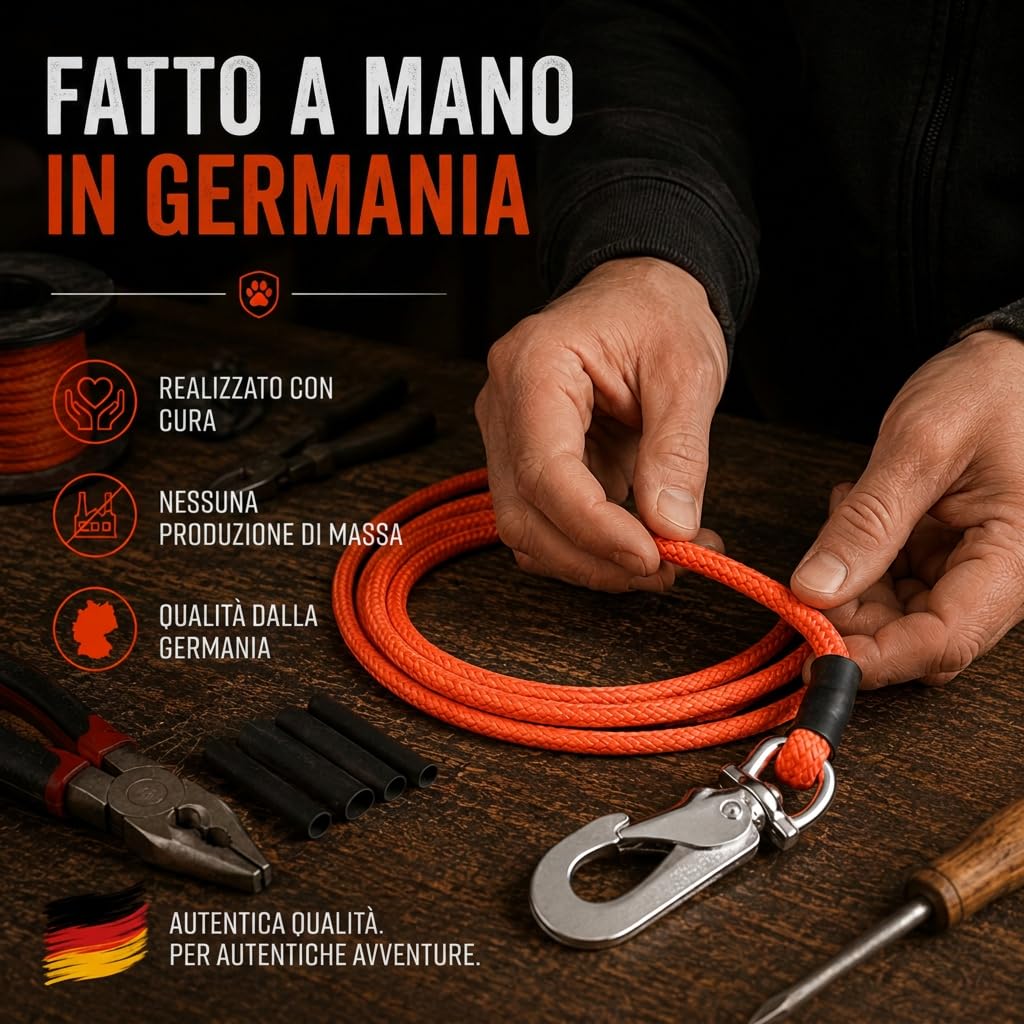 Guinzaglio galleggiante per cani, senza cinturino da polso, 10 m, arancione brillante, robusto guinzaglio da campo con moschettone girevole, carico di trazione 230 kg, guinzaglio da addestramento per