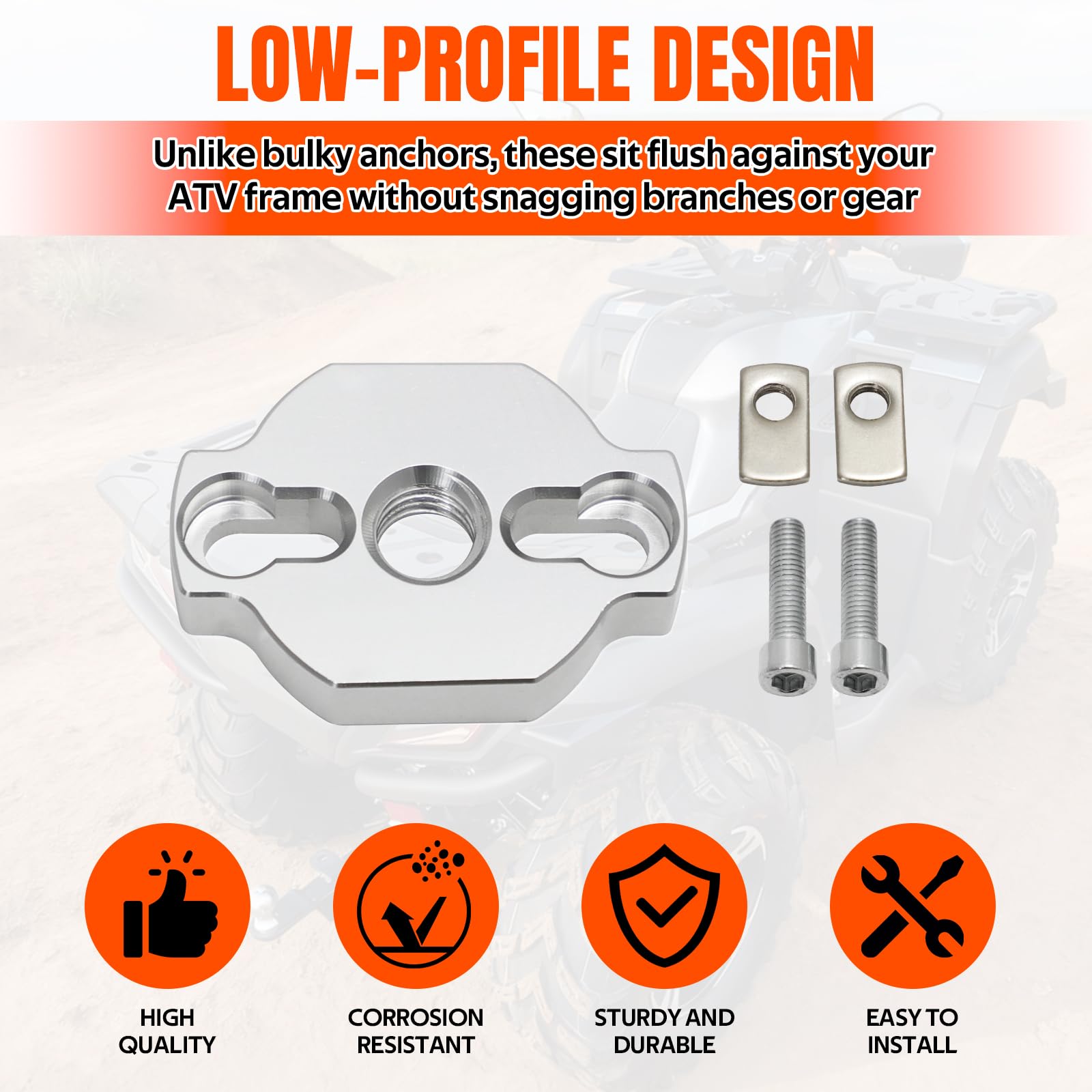Kit de anclajes de amarre para cuatrimoto de alta resistencia, accesorios de anclaje de aluminio para CF Moto UTV/ATV, 8 piezas, diseño de perfil bajo, soportes de fuerza de sujeción más