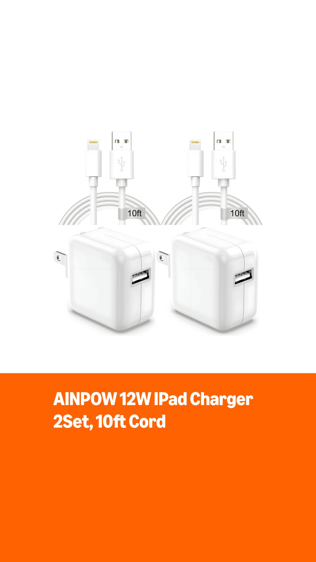 Amazon.com: Apple iPad Charger Wall Charger and Cord 10 ft 2Set