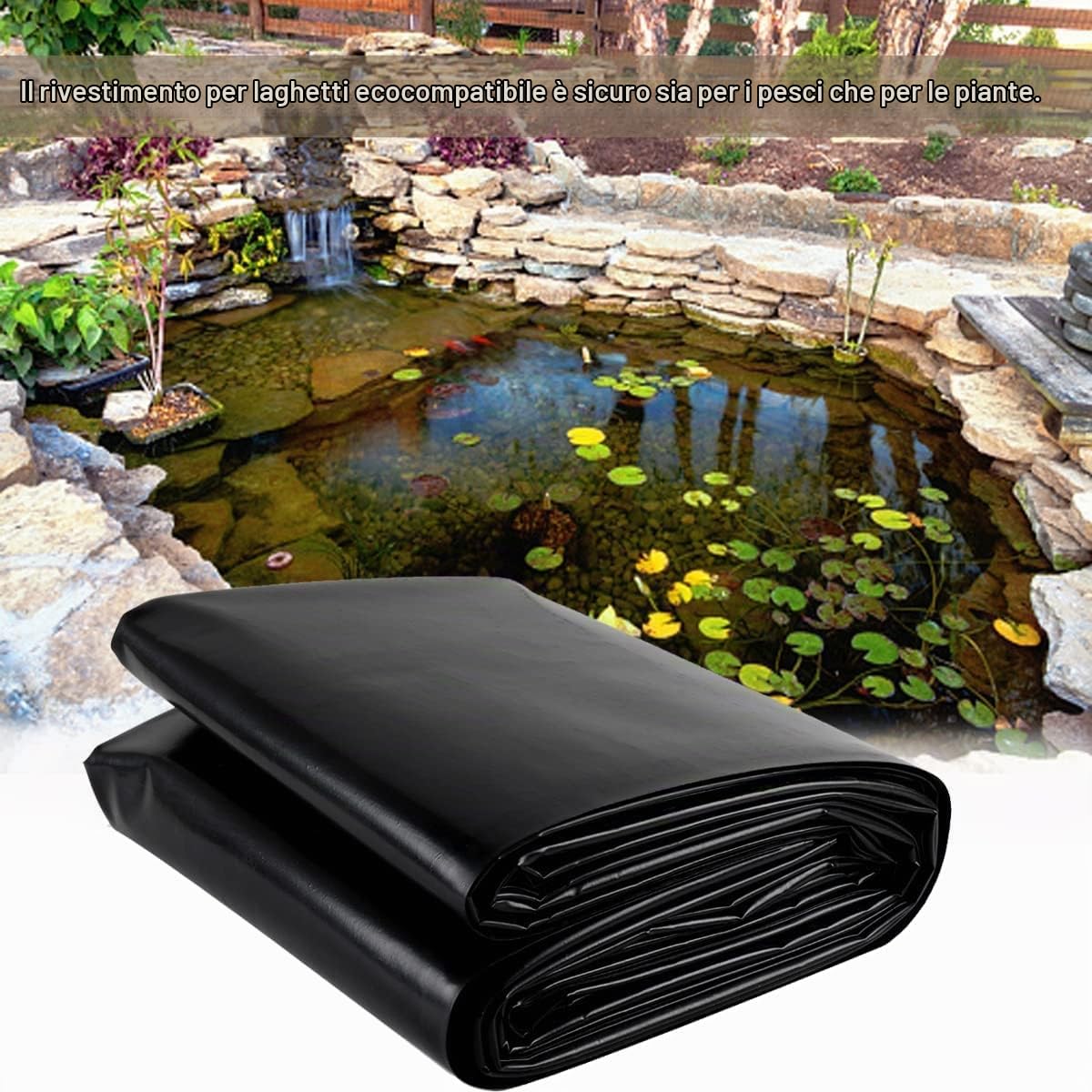 Rivestimento per laghetto, Telo per laghetti Stagno da Giardino in LLDPE, 6M x 4M Telo per laghetto Fodera per Piscina Pellicola, laghetto per Pesci di Grandi Dimensioni Liner Gardens Pools