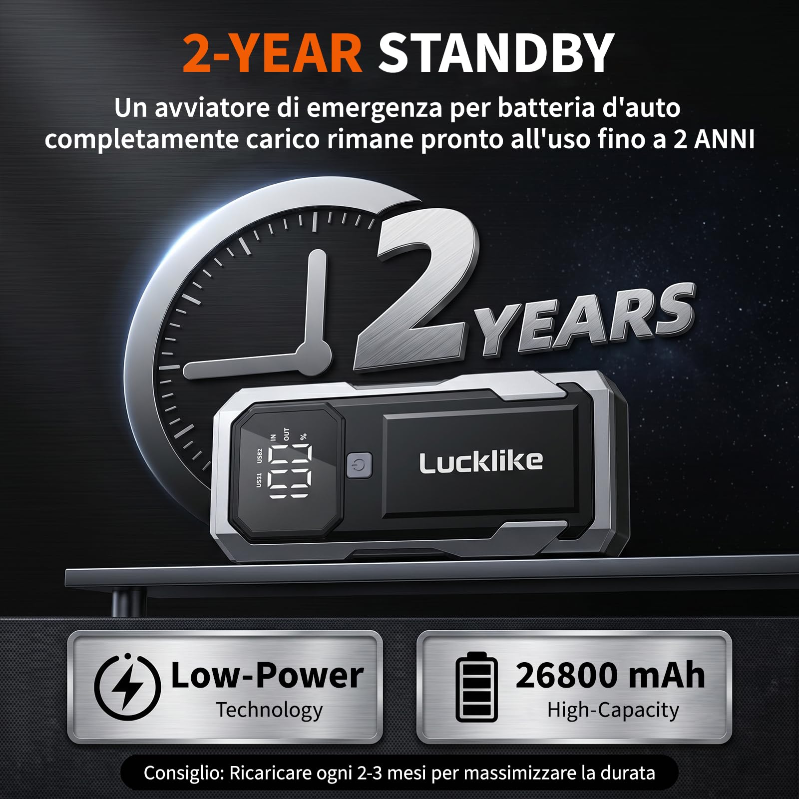 Lucklike Avviatore Batteria Auto 8000A, 12V Booster Avviatore di Emergenza