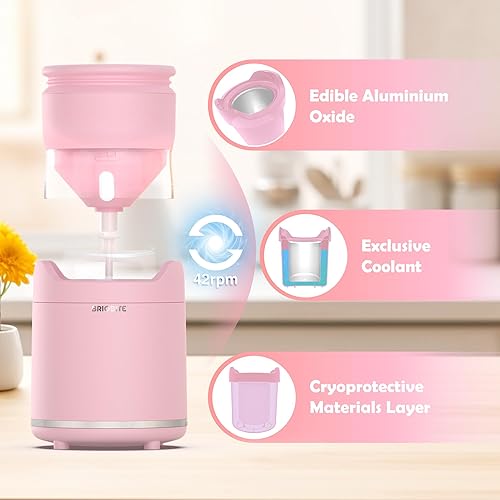 Miniatura 6 de Máquina para hacer helados de servicio suave, recargable y compacta para gelato casero, sorbete y yogur congelado, elegante diseño rosa, perfecta