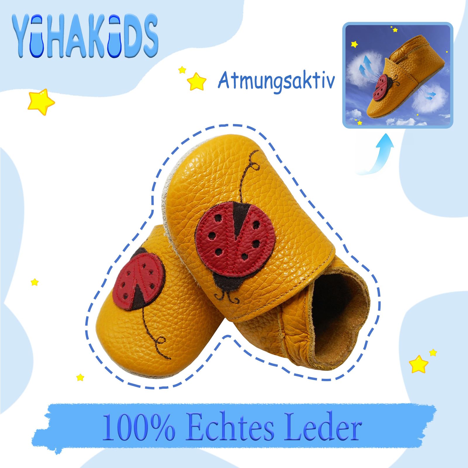 YIHAKIDS Krabbelschuhe Babyschuhe Leder Babyhausschuhe Lauflernschuhe Lederpuschen Jungen Mädchen Hausschuhe 0-3 Jahre