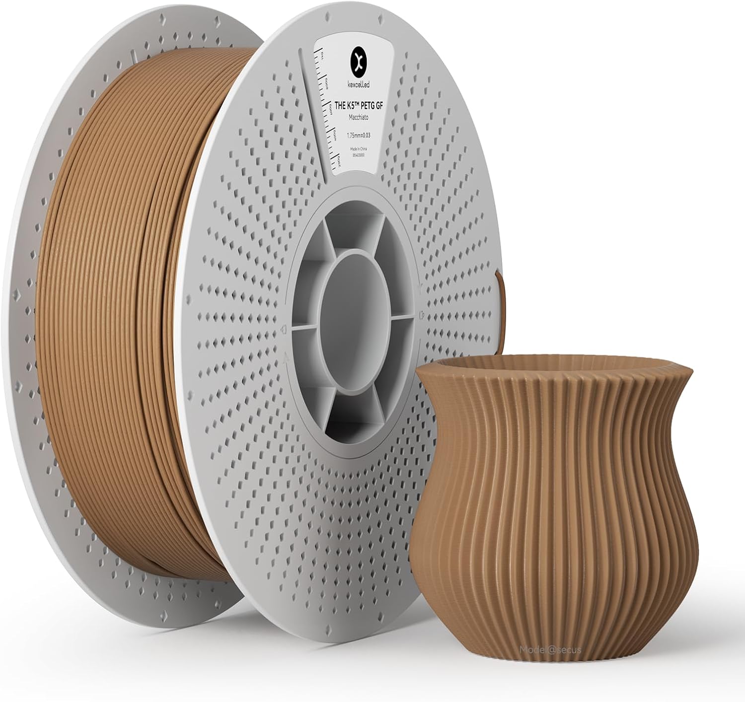 kexcelled Glass Fiber PETG GF Filament Brown, High Stiffness, Durability, Weather Resistant, Matte PETG-GF 3D Printing Material 1.75mm 1KG, Fit FDM 3D Printers
