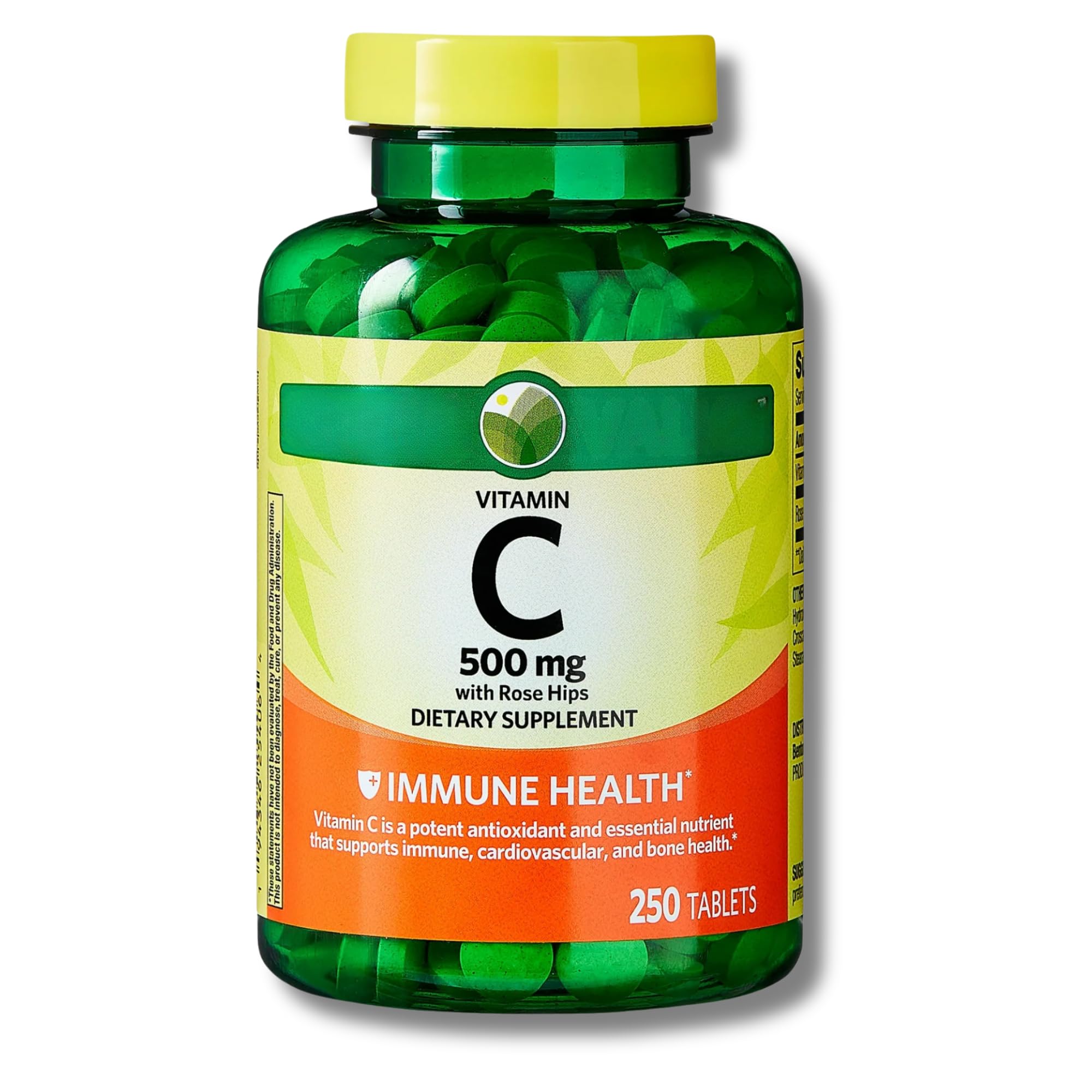 Spring Valley Vitamin C 500 mg with Rose HIPS | Immune & Antioxidant Support | 250 Tablets | Supports Collagen, Skin & Bone Health | Dietary Supplement | Non-GMO | Gluten Free | Pack of 1