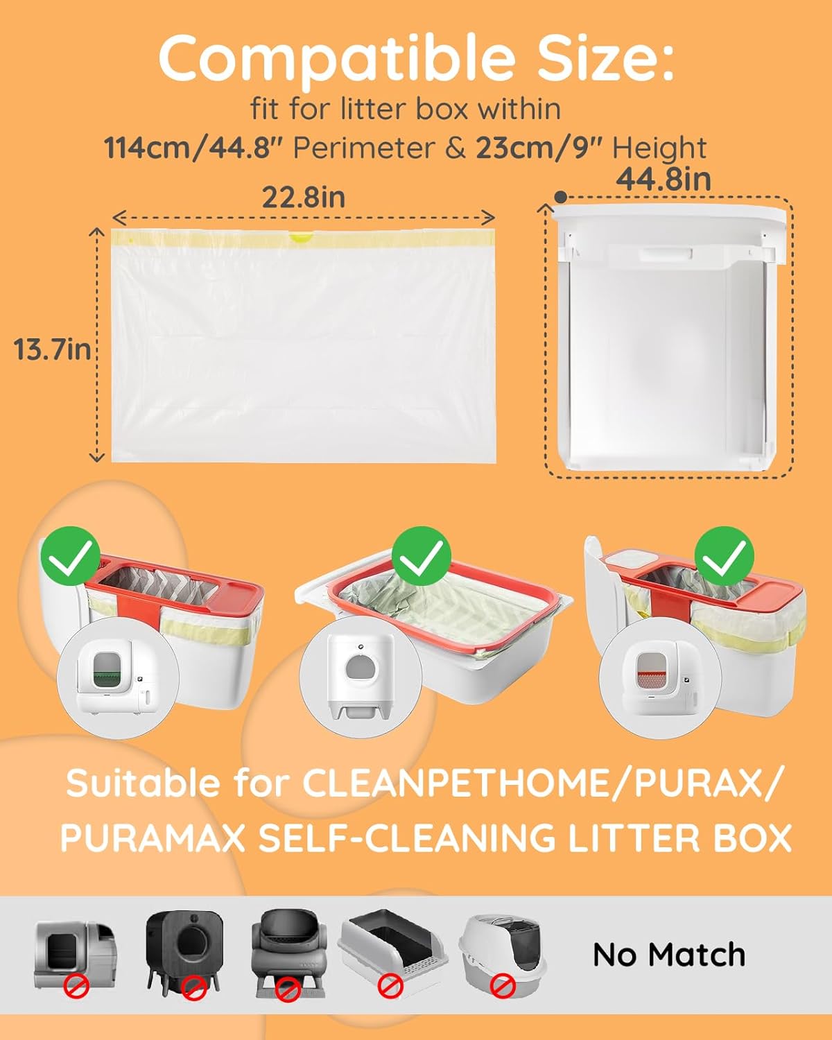 Outdoor Cat House Weatherproof with Self-Heating Mat Bundle with Cat Litter Box Liners with Drawstring 20 Count, 23”x14”