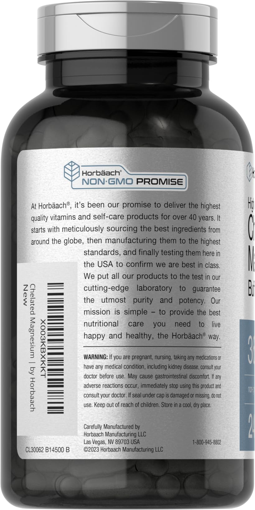 Horbäach Chelated Magnesium | 360mg | 240 Capsules — Amazon image 3