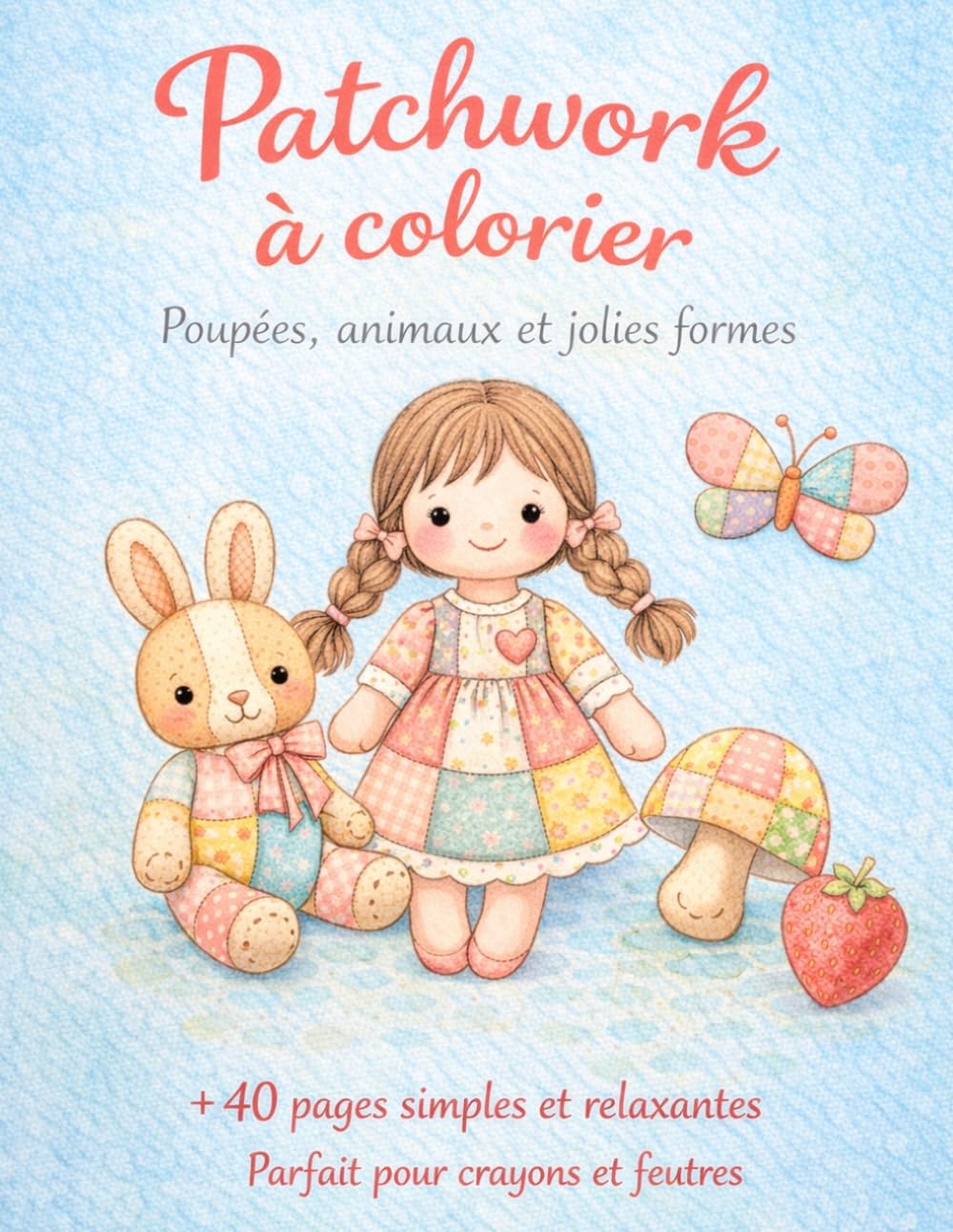 patchwork à colorier: poupées, animaux et jolies formes