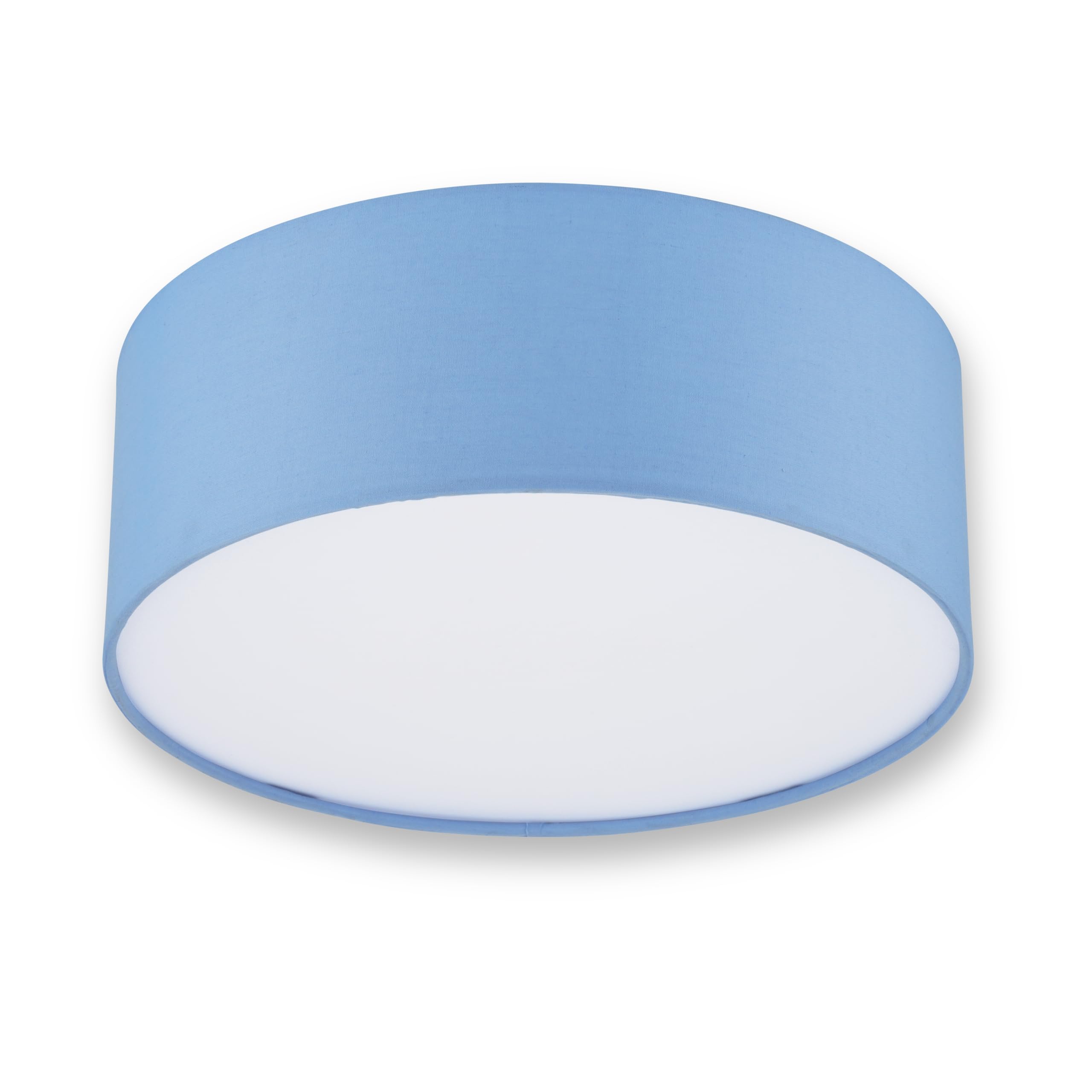 REV Deckenleuchte - 30cm, moderner Stoff-Lampenschirm in Pastell, hellblau | Deckenlampe Wohnzimmer I Stilvoller Leinenstoffschirm | inklusive zwei E27 Fassungen