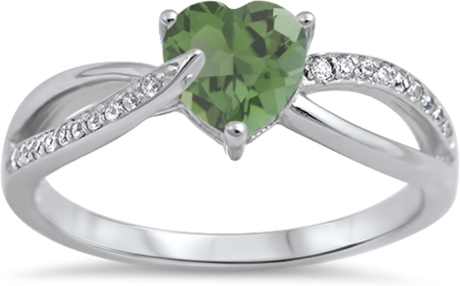 CHOOSE YOUR COLOR Sterling Silver Heart Promise Ring