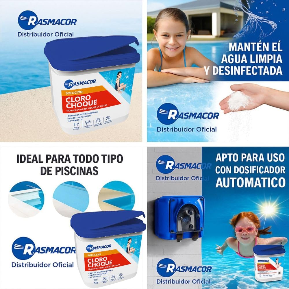 Rasmacor | Dicloro Granulado 11394 | Cloro de Choque Granulado Astral 5 kg | Disolución Rápida y Alta Estabilidad | 55% Cloro Útil | Ideal para Piscinas de Poliéster, Liner | Fluidra (1 Bote)