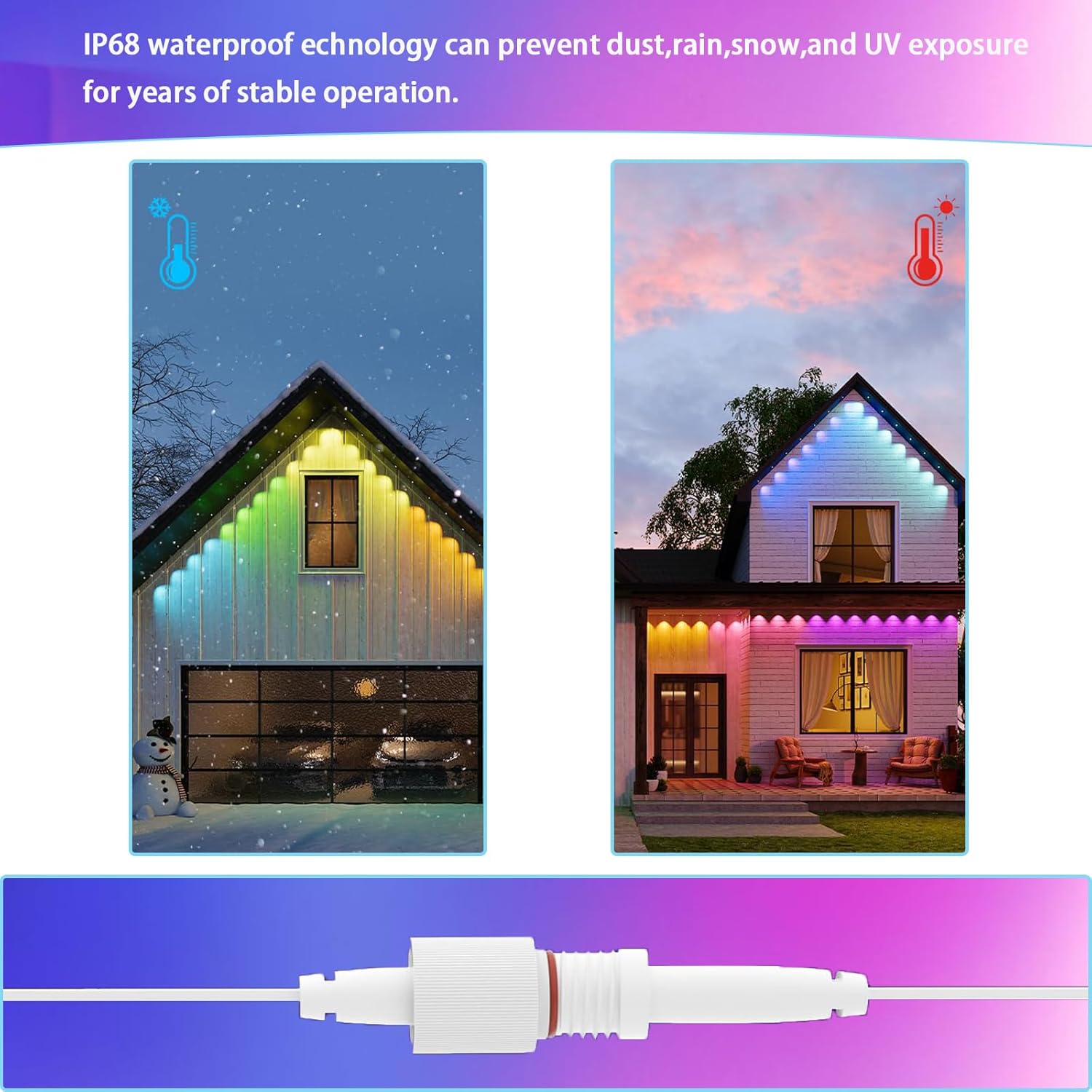Y-Shaped Extension Cable for Govee Permanent Outdoor Lights,1 Male to 2 Females Y-Connector Splitter for Halloween,Christmas,Daily and Holiday