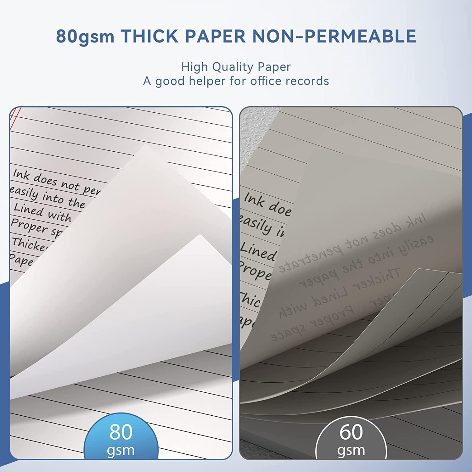 Confezione da 48 blocchi per appunti da 12,7 x 20,3 cm, 30 fogli per appunti a righe universitarie, pagine perforate, 80 g/m², in carta pesante, per casa, ufficio o scuola