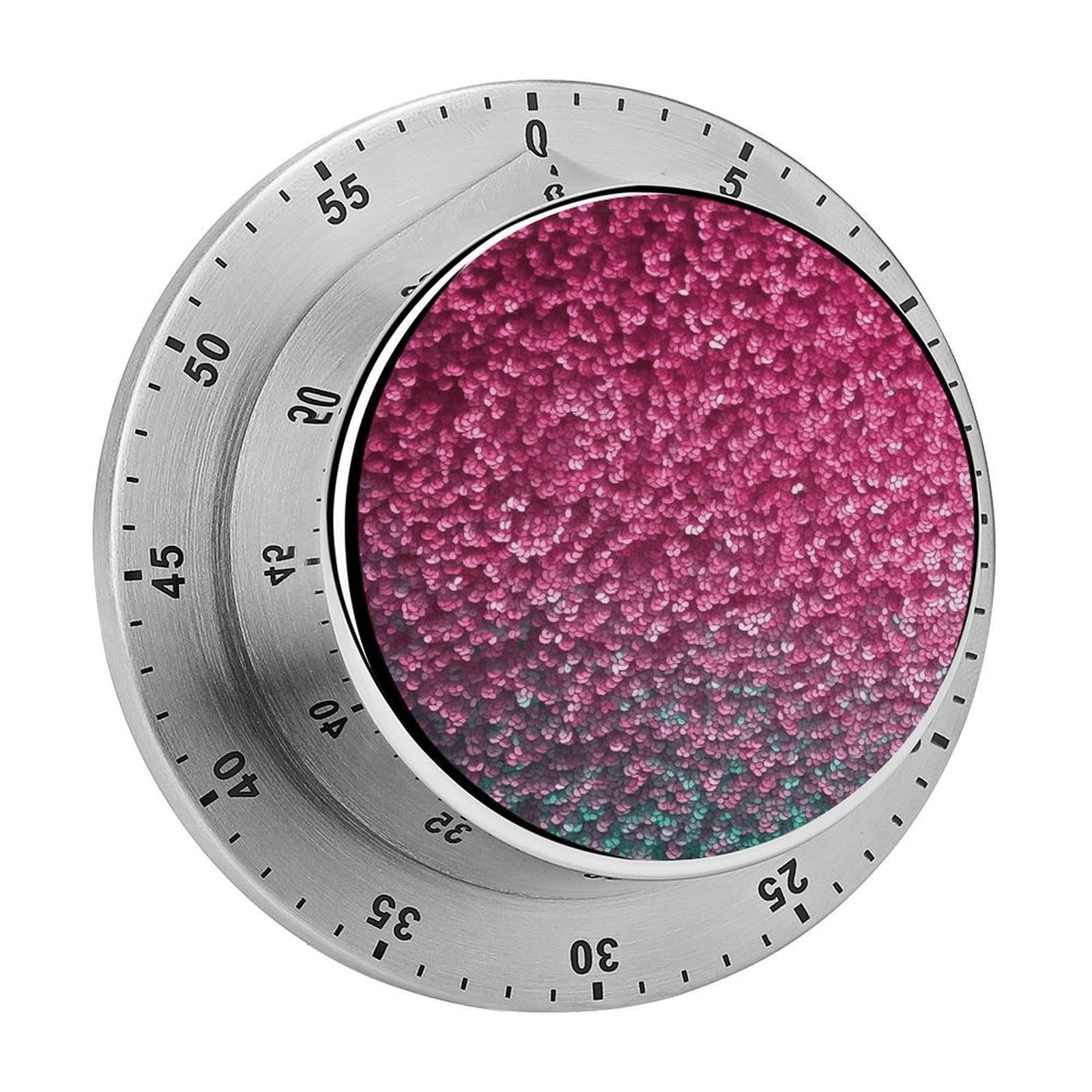 Temporizador de cocina 3D rosa magnético y mecánico sin baterías