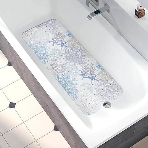 Miniatura 5 de Tapete para bañera antideslizante, extra largo, con ventosas y agujeros de drenaje para adultos, niños y ancianos, 40 x 16 pulgadas