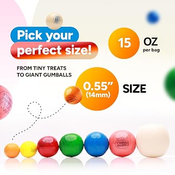 Gumballs for Gumball Machine Mixed Fruit Flavored Chewing Gum15 OZ, 0.55 Gumballs Nostalgic Bubble Gum for Party Favors, Easter Baskets, Candy Bar & Sweet Treats