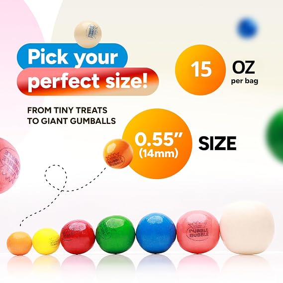 Gumballs for Gumball Machine Mixed Fruit Flavored Chewing Gum15 OZ, 0.55 Gumballs Nostalgic Bubble Gum for Party Favors, Easter Baskets, Candy Bar & Sweet Treats