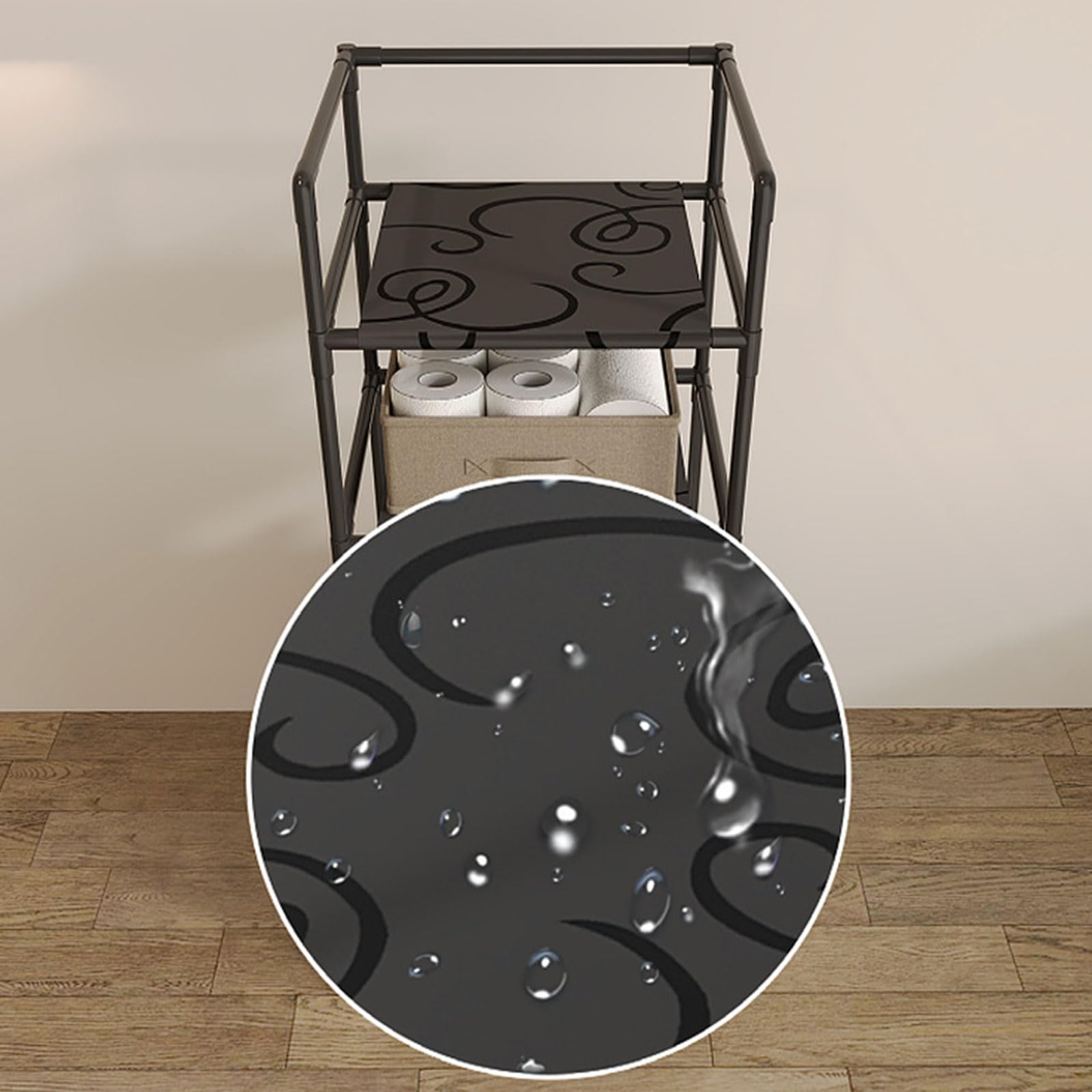Cesto portabiancheria con ruote con ripiani rimovibili, pieghevole, struttura in metallo, cesto portaoggetti per bagno, camera da letto, cesto portabiancheria con ruote