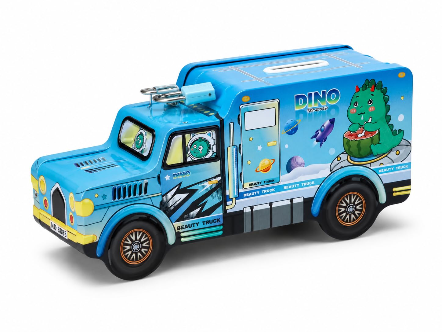 INDIQUEHUB Space Truck Piggy Bank with Lock & Keys for Kids | Metal Coin Bank, Large Capacity, Boys & Girls, Cash & Coin Storage, Age 3+-image-12