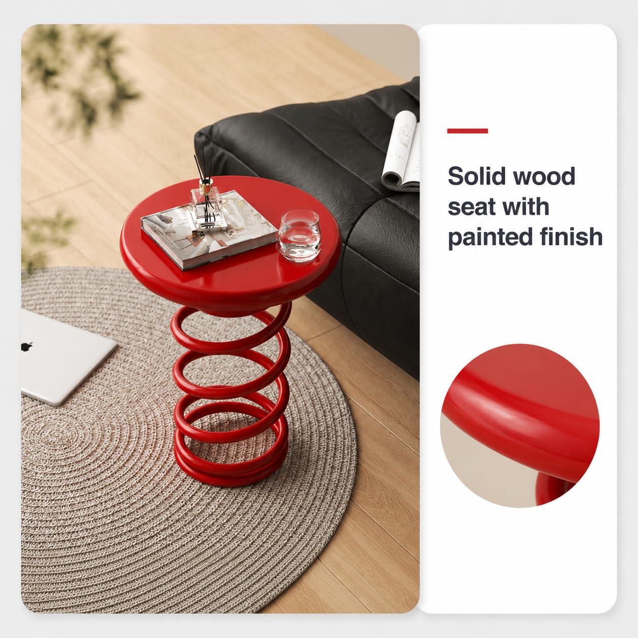Tavolino Da Salotto Creativo A Spirale, Comodino Compatto red