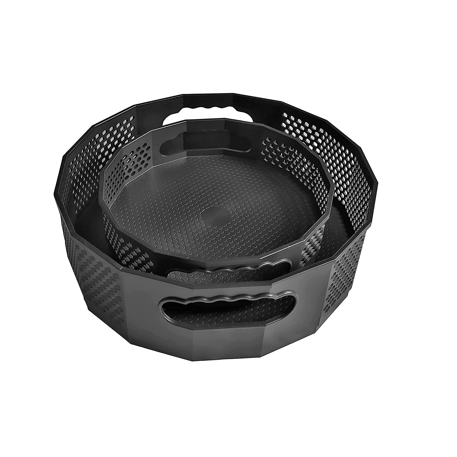 Lazy Susan Turntable Kitchen Storage Organizer Round Plastic Non Skid Spice Rack for Cabinet Pantry Fridge Countertop Vanity - 2 Sizes (Black, 9 Inch+12 Inch)