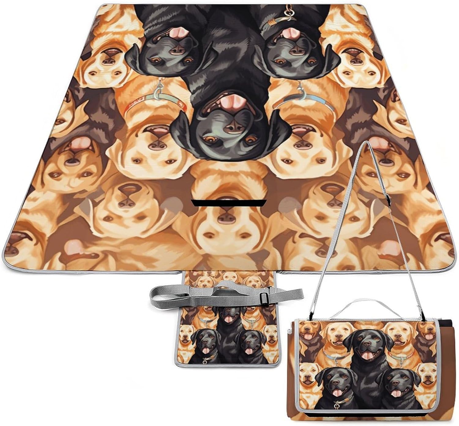 Outdoor Picnic Blanket,Labrador Retriever Dogs Print Picnic Blankets,Large Beach Blanket Sand Free Foldable Portable Camping Blanket, 58.3x58.3