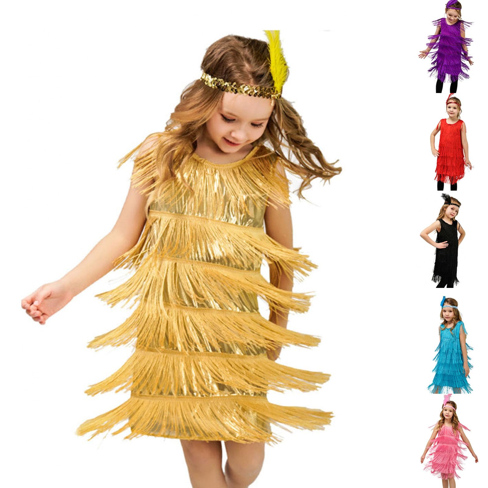 Gonna da Ballo Bambina Abito da Ballo Latine Ragazza Vestito con Frange Bambina Abbigliamento Ballo Bambina Vestito Carnevale Bambino Vestito Danza Bambina Gonna Classica Bambina