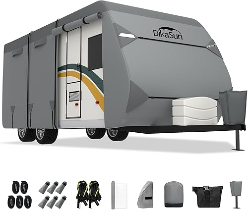 Miniatura 13 de Cubierta desplegable para cámper de 8 a 10 pies, 7 capas impermeable, cubierta de remolque plegable anti-UV, cubierta de caravana para autocaravana