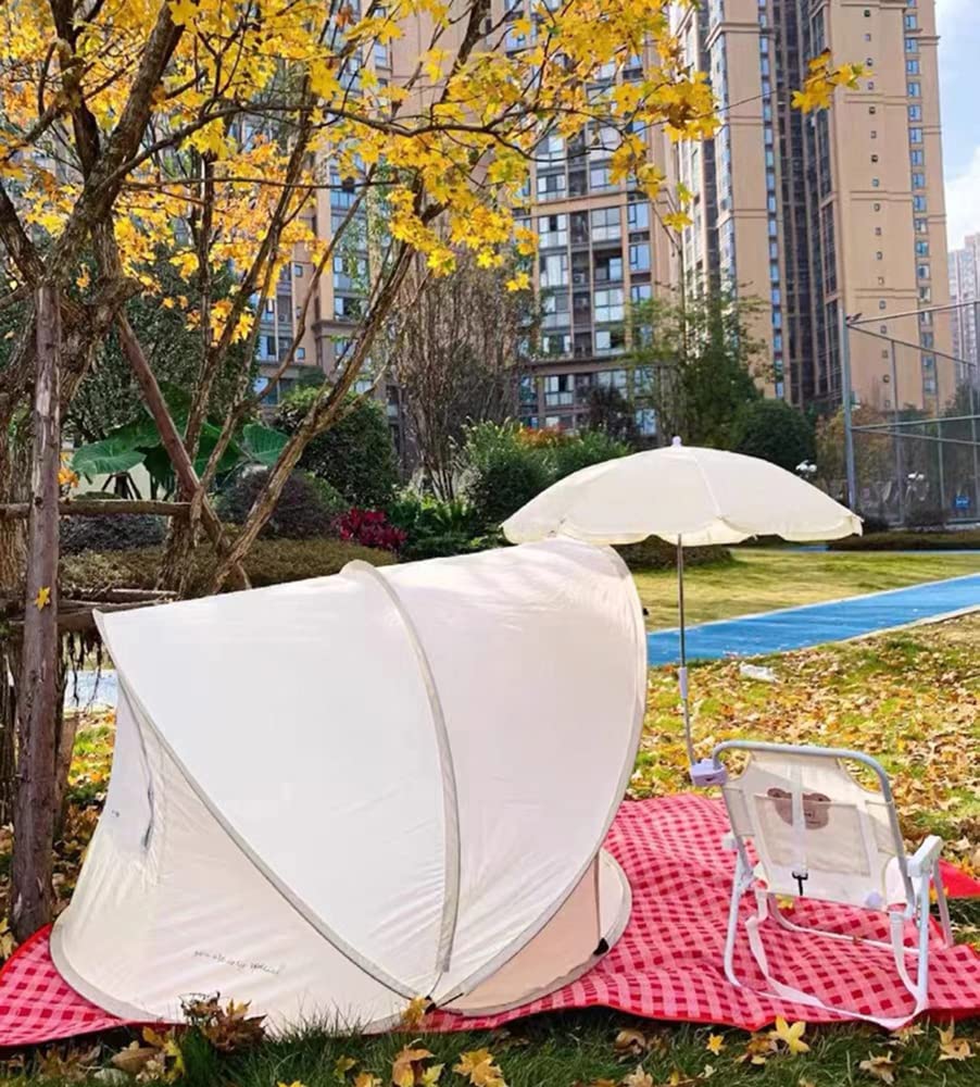 AFLCIO Tente Anti-UV Bébé, Tente de Plage Pop-up, Abri de Plage avec Protection Solaire pour 1-4 Personnes (Beige)