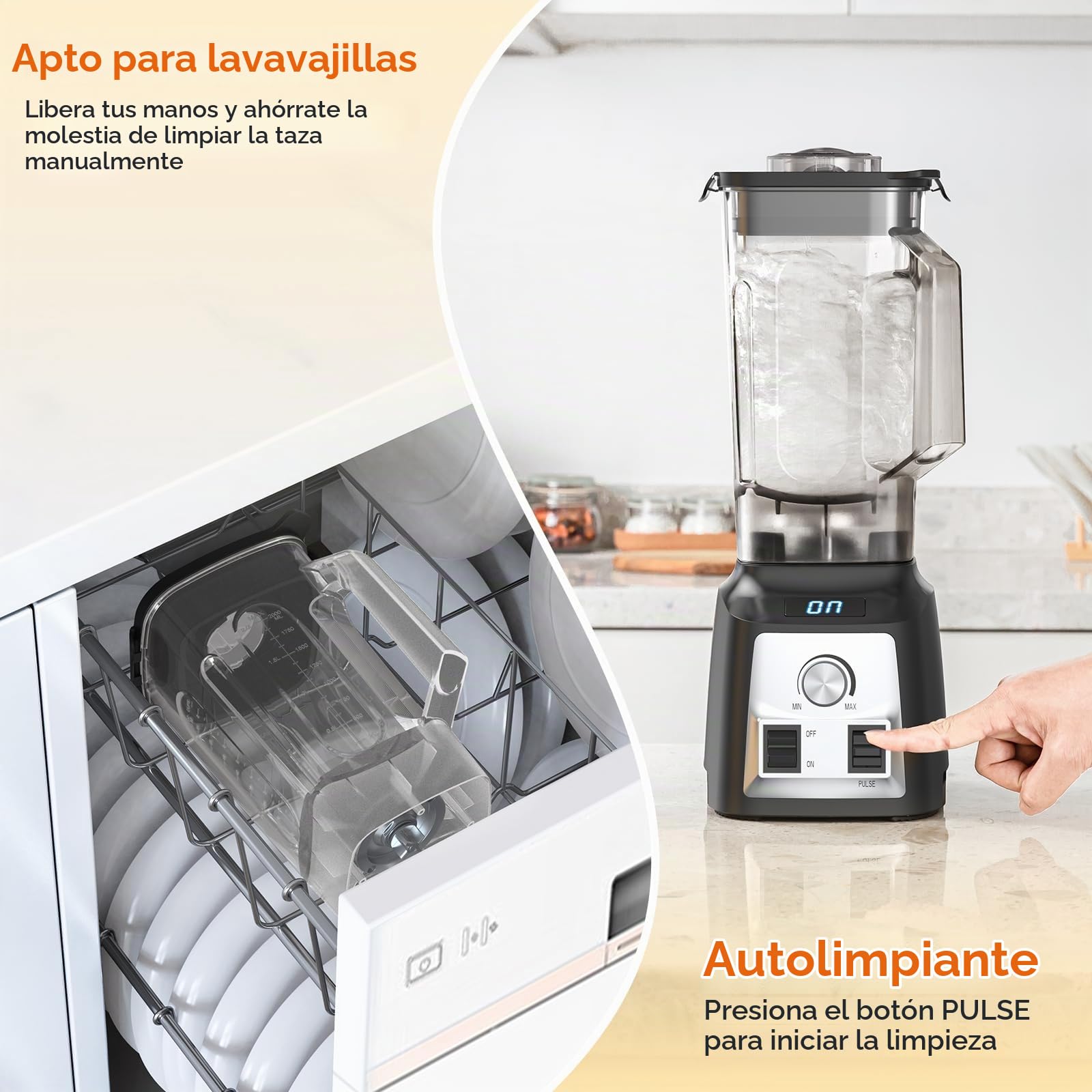 Batidora Profesional 2000W, Multifunción Batidora de Vaso, 2L sin BPA, Limpieza Automática, 30000 r/min, Acero Inoxidable, Licuadoras para Zumos Batidos Verduras Frutas Smoothies