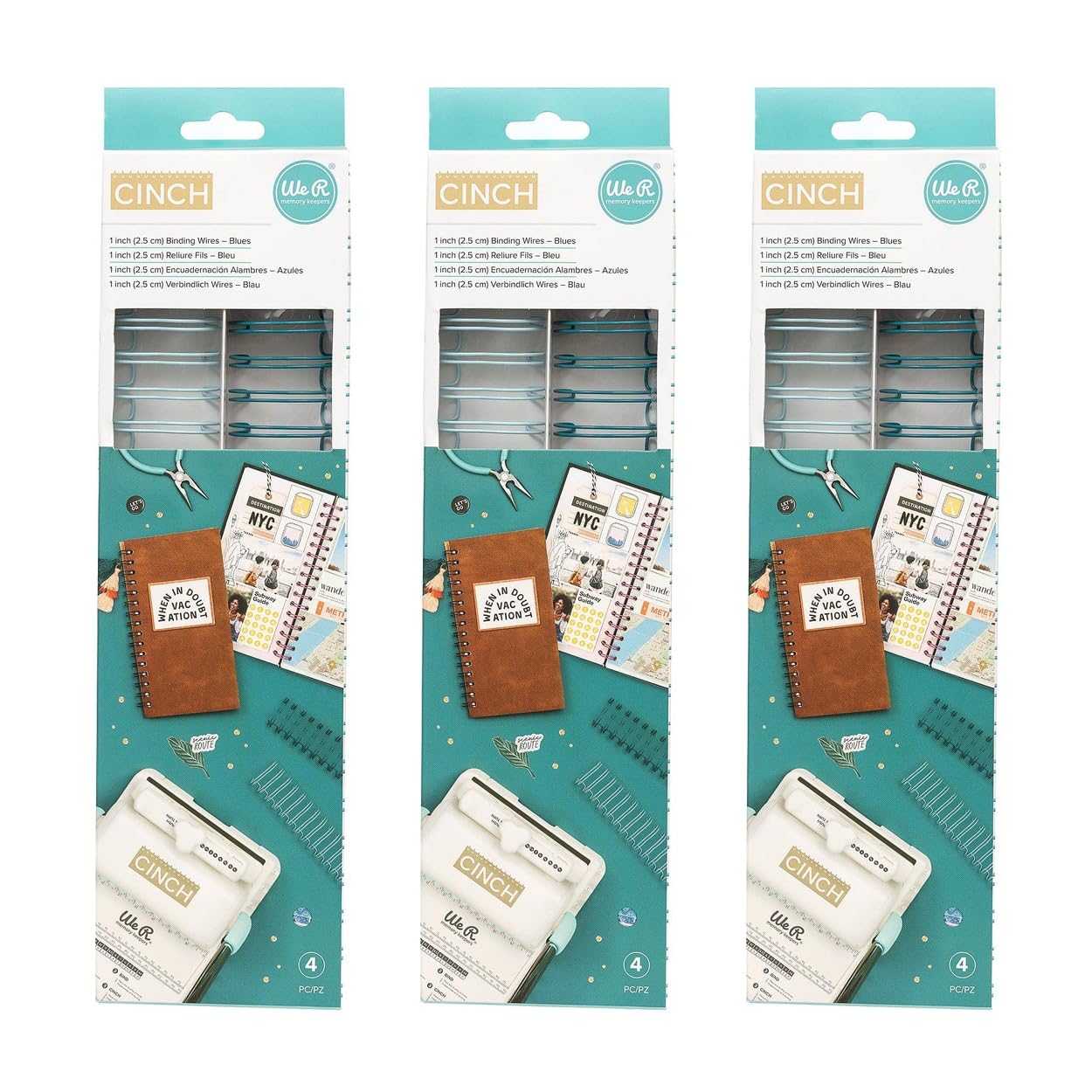 We R Makers Cinch Binding Spines 1" x 10.5" – 12 Pack Blues (3-Pack) | Bookbinding Supplies for Planners, Journals & Albums