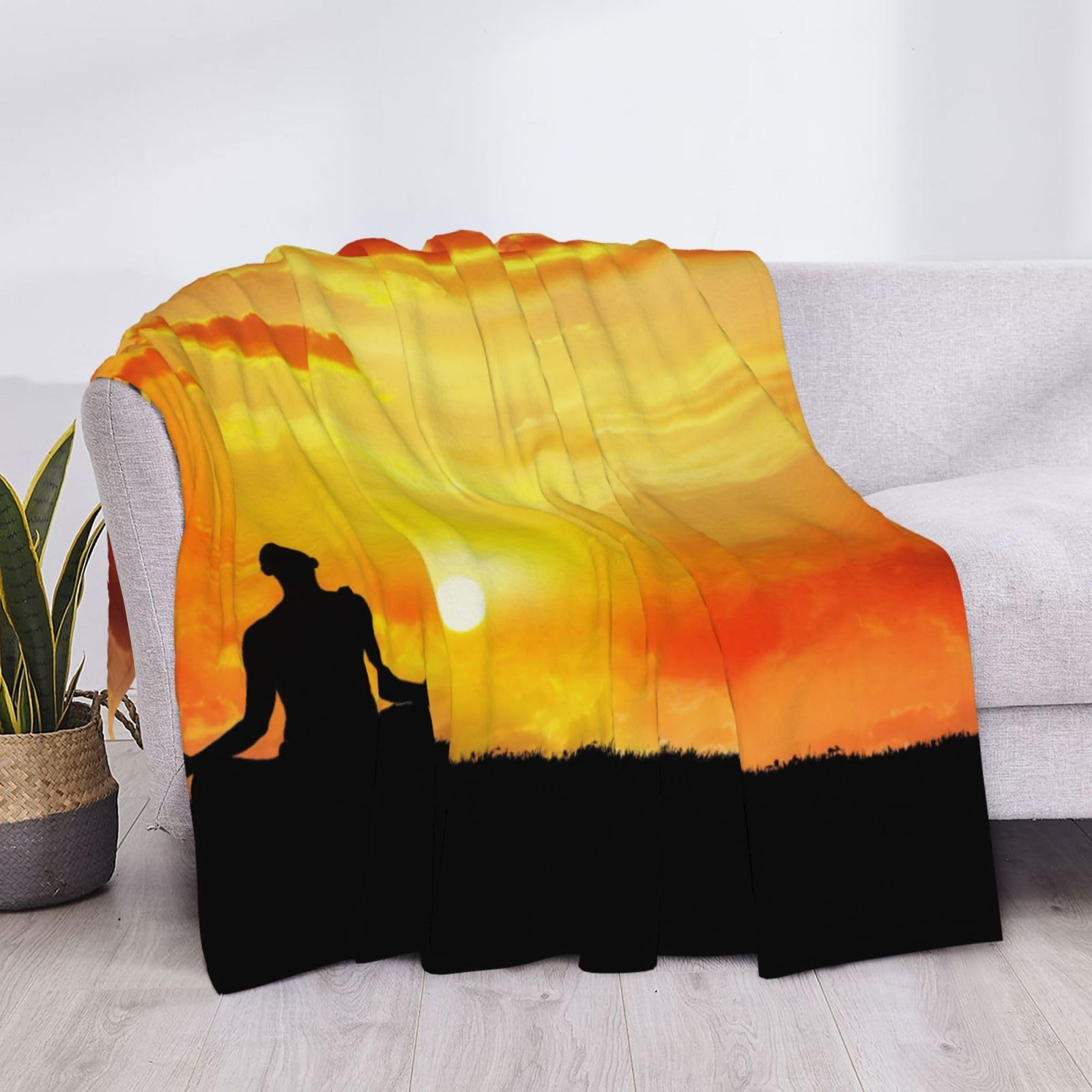 Yoga meditazione stampato 320g flanella coperta decorazione coperta