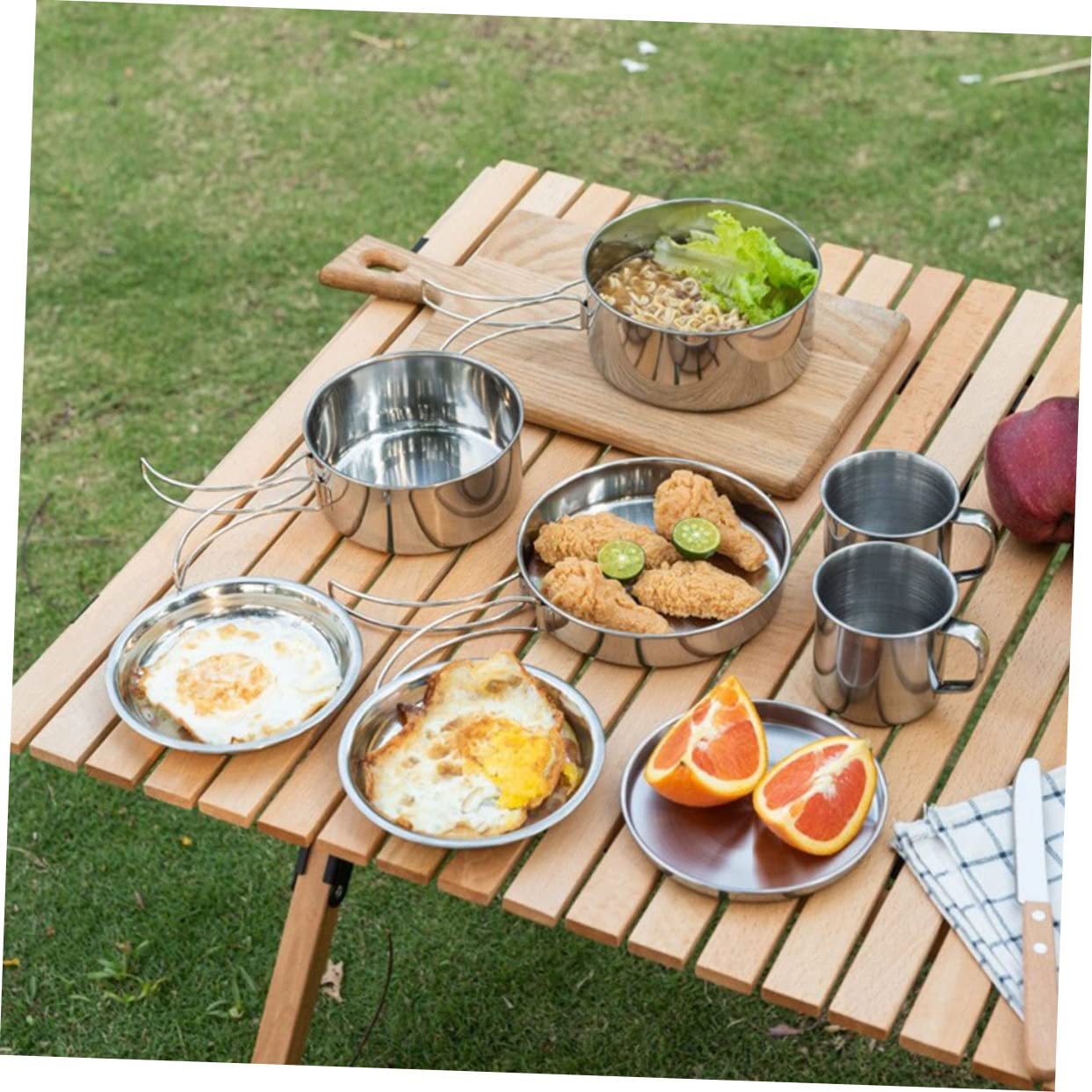 SOIMISS 1Juego Kit de Utensilios de Cocina Inoxidable para Acampar Equipamiento y Portátil para Actividades para Senderismo y Picnic