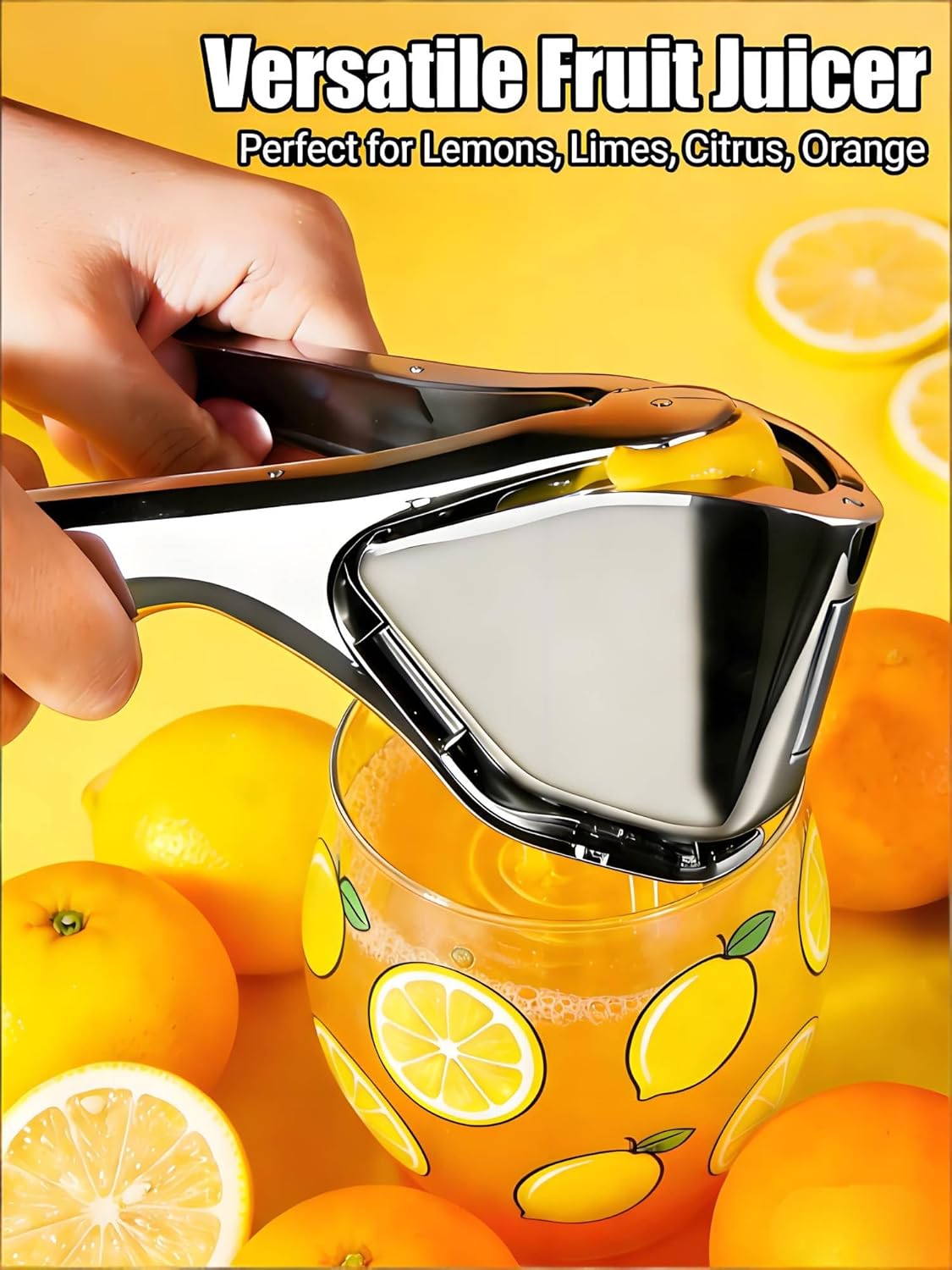 Lemon Squeezer, Stainless Steel Lemon Juicer, Hand Juicer, Manual Citrus Squeezer, Handheld Squeeze Lemons Citrus Lime Orange (Silver)