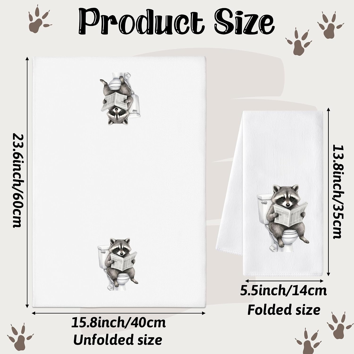Raccoon Bathroom Hand Towel, 6 Pcs Funny Decorative Cloth Set for Room image 3