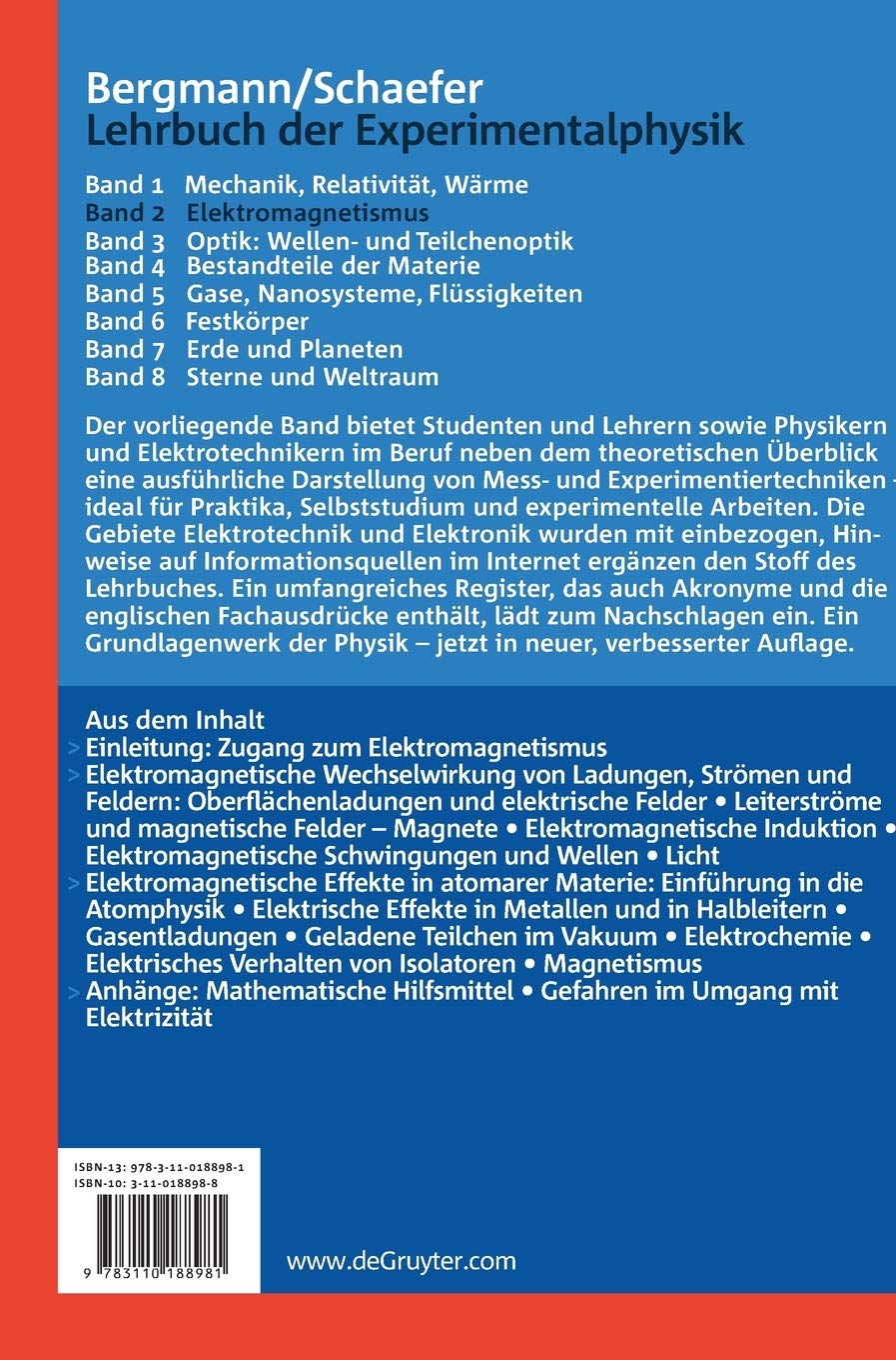 Elektromagnetismus (Ludwig Bergmann; Clemens Schaefer: Lehrbuch der Experimentalphysik, Band 2)
