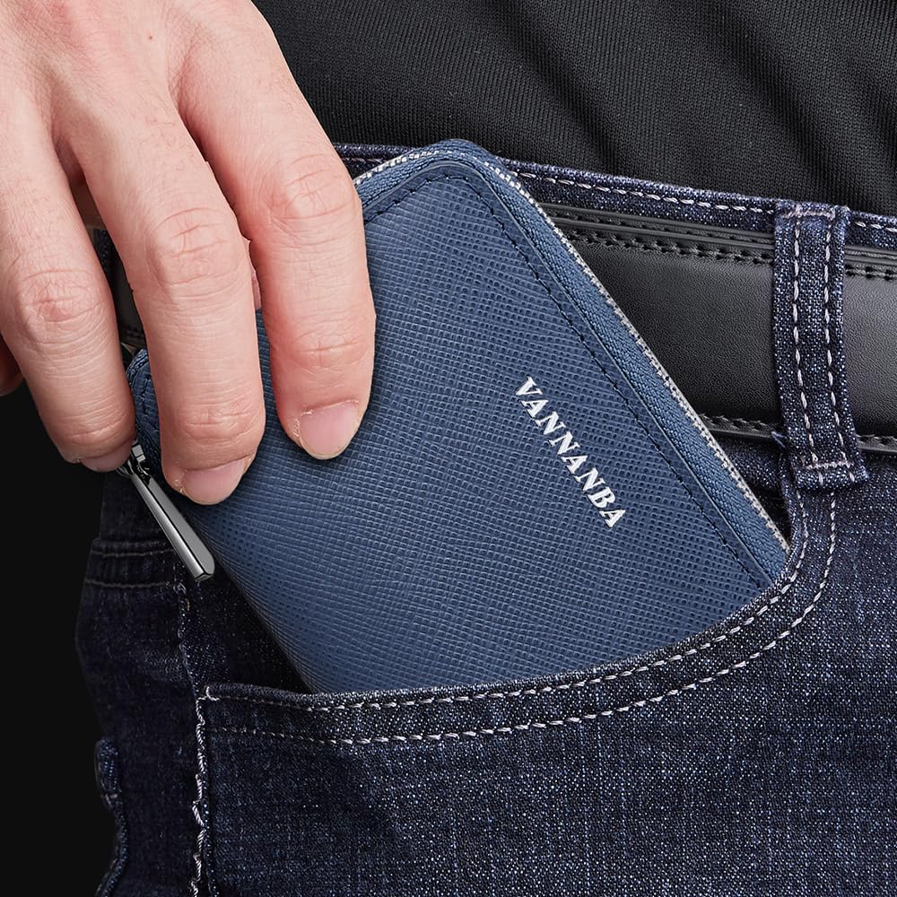 VANNANBA Genuine Leather Zipper Wallet RFID card Leather Wallets for Men - Image 7