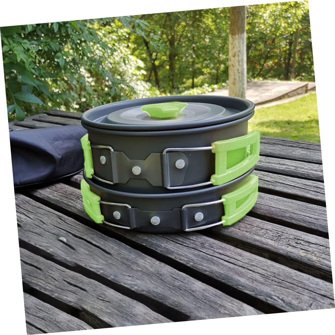 1set Portable Camping Cookware Kit Non-Stick Picnic Cookware for People Food-Grade Cooking for Outdoor BBQ and Backpacking Activities
