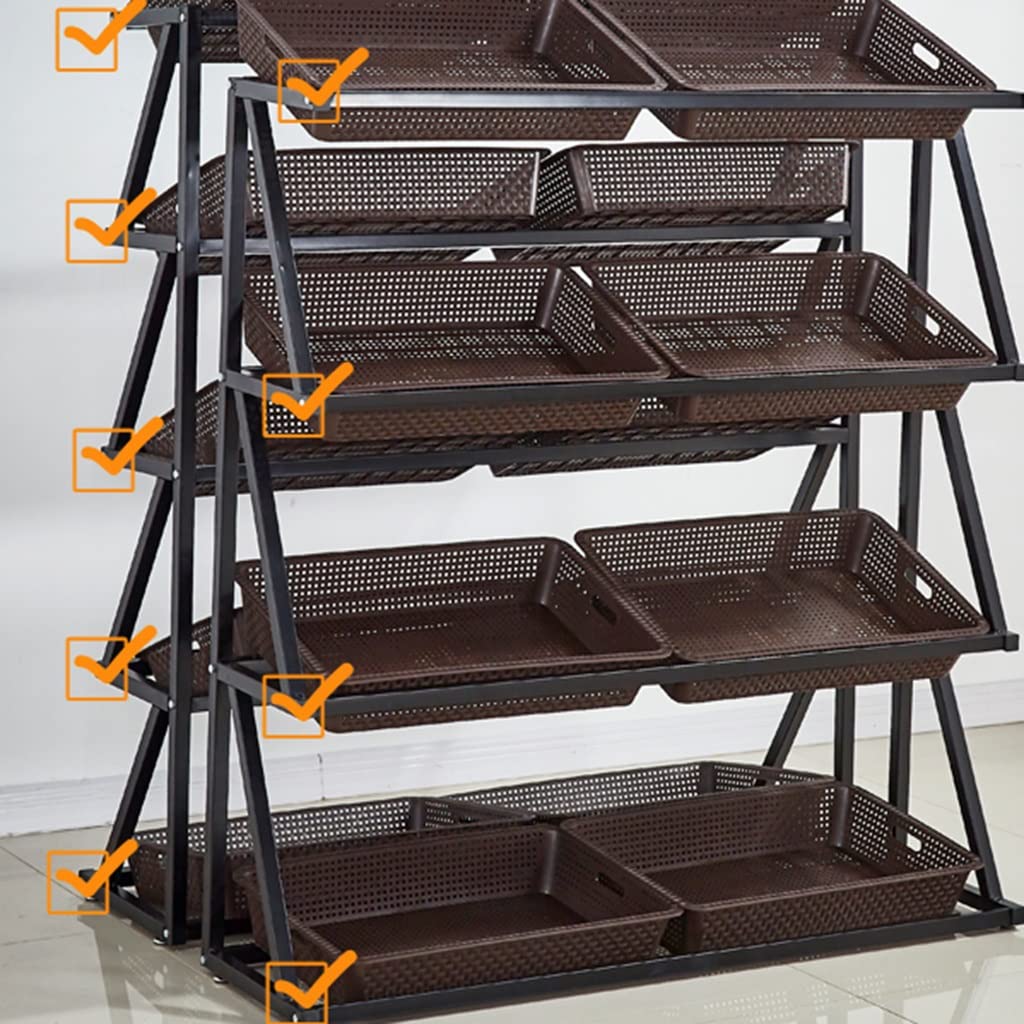 Estante para Guardar Aperitivos, Estante para Verduras de 4-5 Niveles, Carrito para Frutas y Verduras con 8-10 cestas, Organizador de Metal para baño, Cocina y despensa (A 125 * 35 * 140cm)