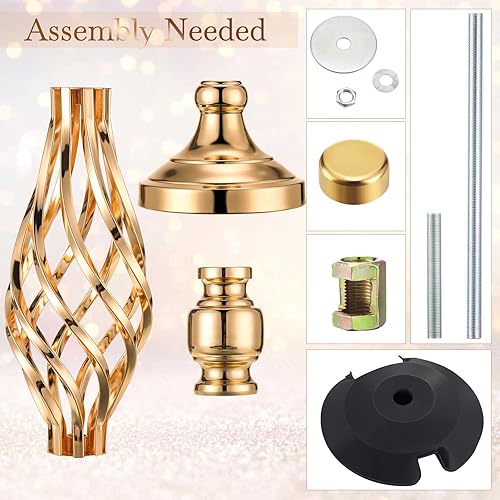 Miniatura 3 de Juego de 6 centros de mesa para mesas de boda de 23 pulgadas de alto, arreglo floral de metal, jarrón de recepción y portavelas giratorio, para