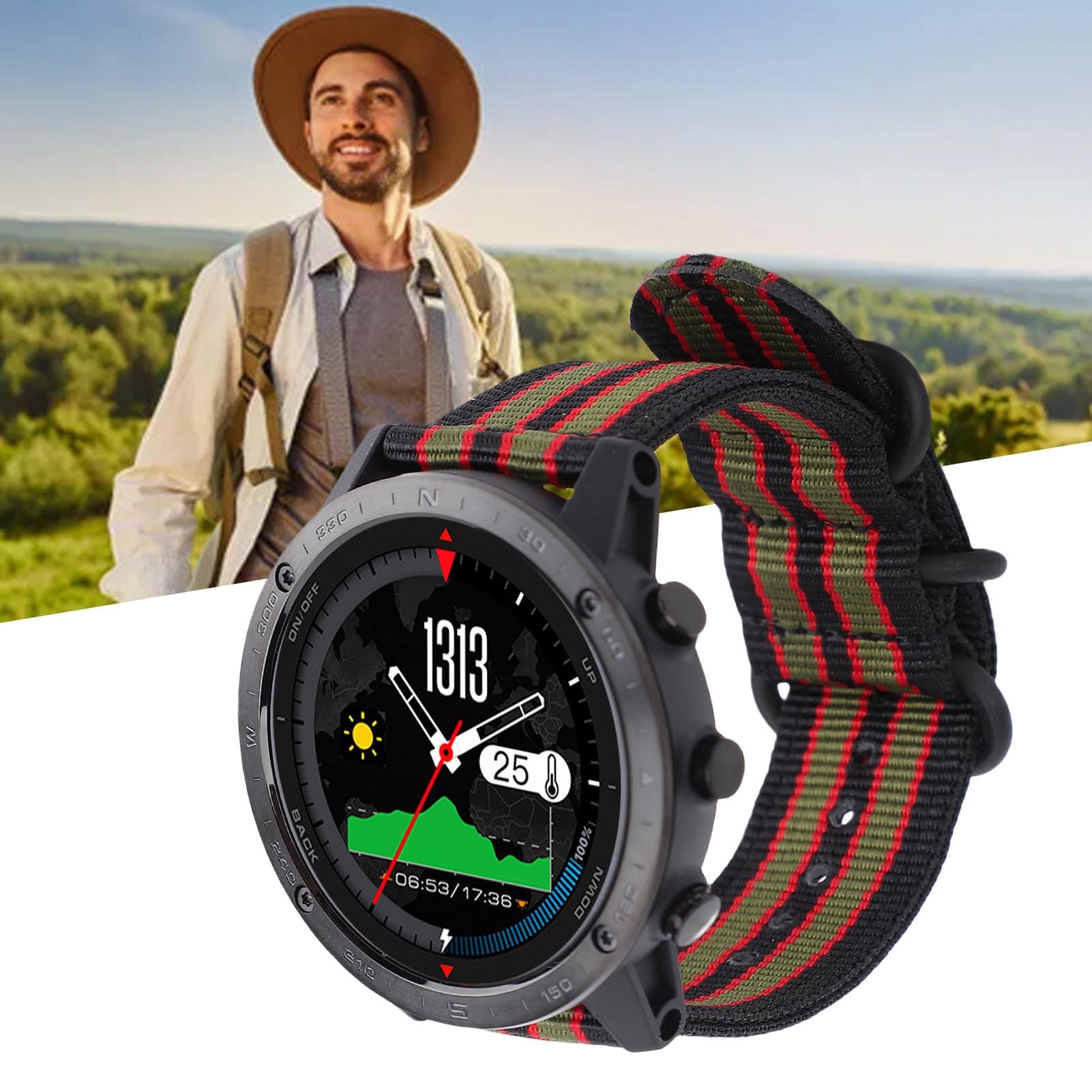Brrnoo Orologio 1.3 Pollici, Ricaricabile 50 Metri con Sensore di