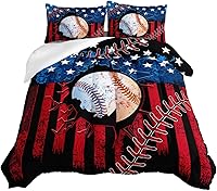 Vista 30 de HOSIMA - Juego de edredón individual de microfibra suave negro con 2 fundas de almohada, juego de ropa de cama individual a rayas con bandera