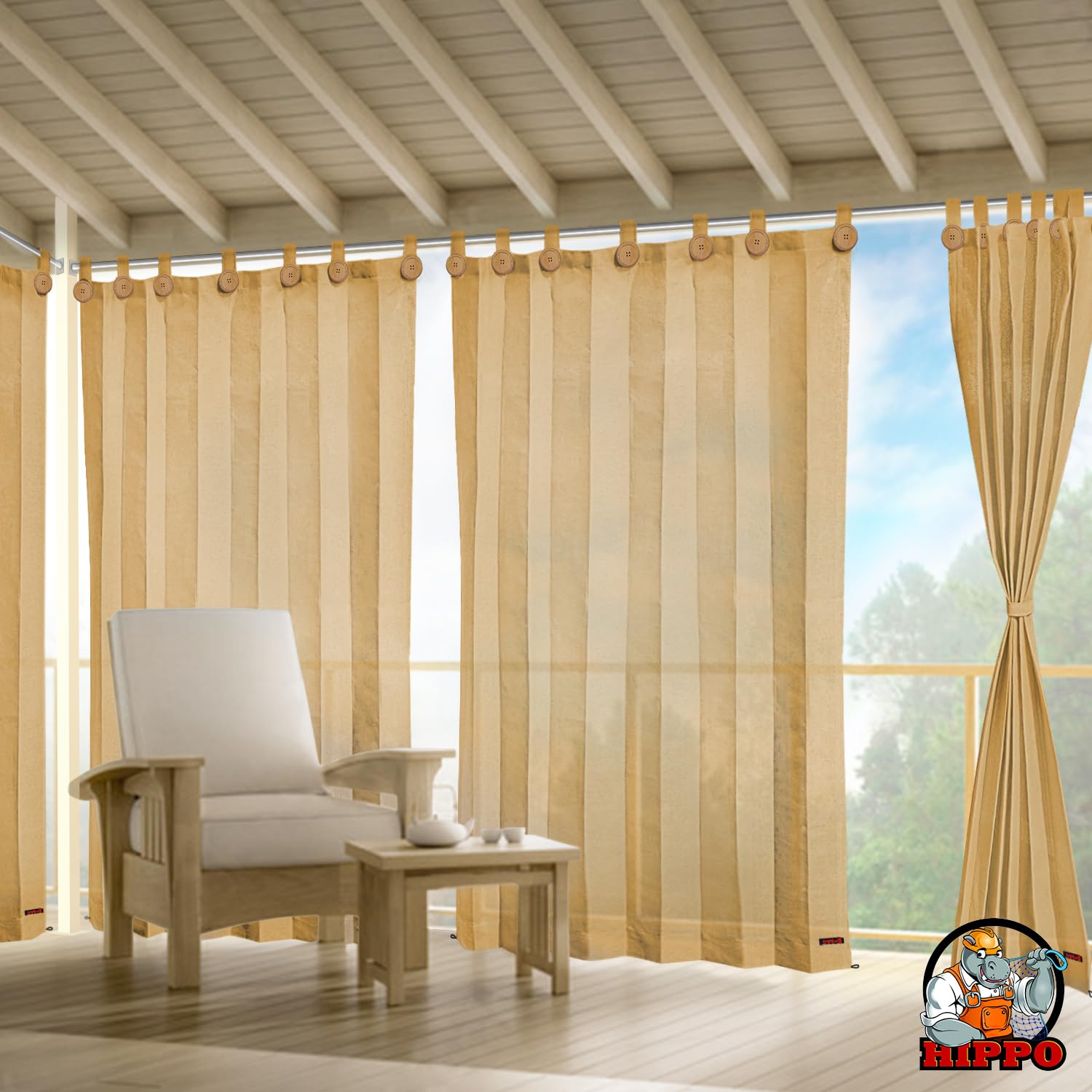 Outdoor Sun Blocking Curtains - Beige, 3FTX7.5FT -8 Outdoor Sun Blocking Curtains - Beige, 3FTX7.5FT -8