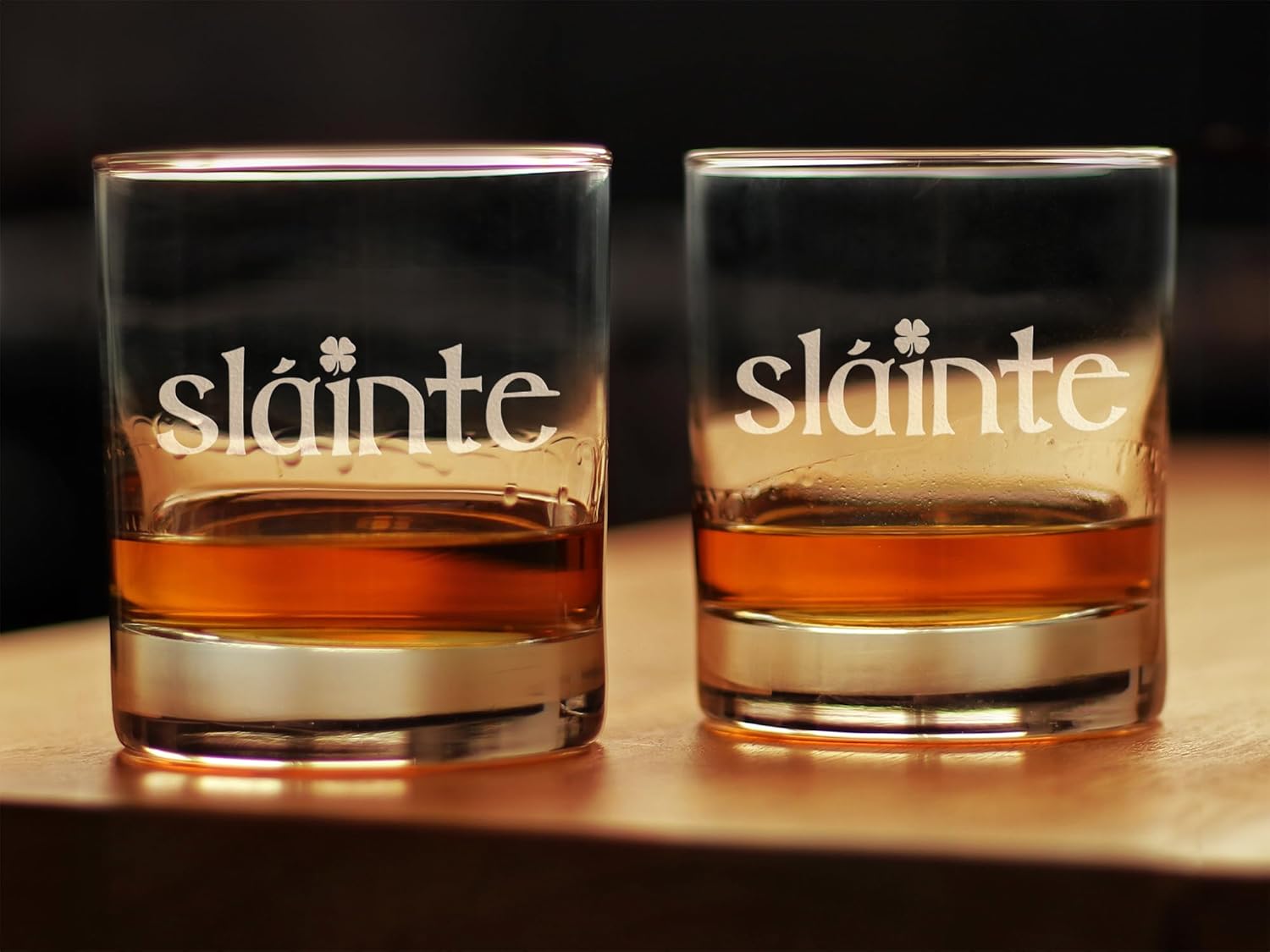 Bevvee Slainte Irish Cheers - Whiskey Rocks Glasses - Set of 2 - Funny St Patricks Day Party Decor or Gifts - 10.25 Ounce
