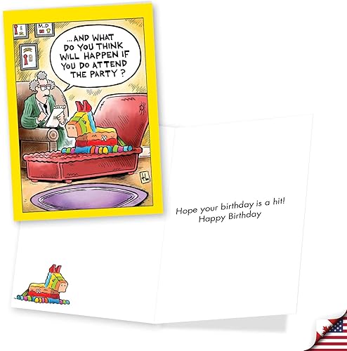 Miniatura 5 de NobleWorks Surtido de 3 divertidas tarjetas de felicitación de cumpleaños con sobres (3 diseños, 1 cada uno) Celebration Toons VC8124BDG-C1x3