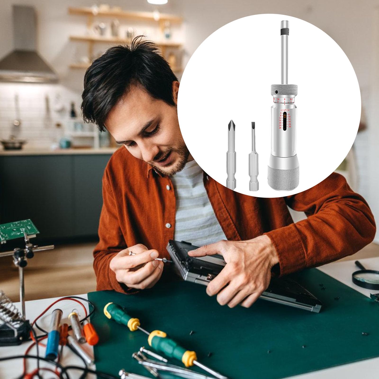 Drehmomentbegrenzender Schraubendreher mit Kalibriermarkierungen, Schnellwechsel-Bit-Systeme, bequemer Griff für Techniker, Drehmomenttreiber