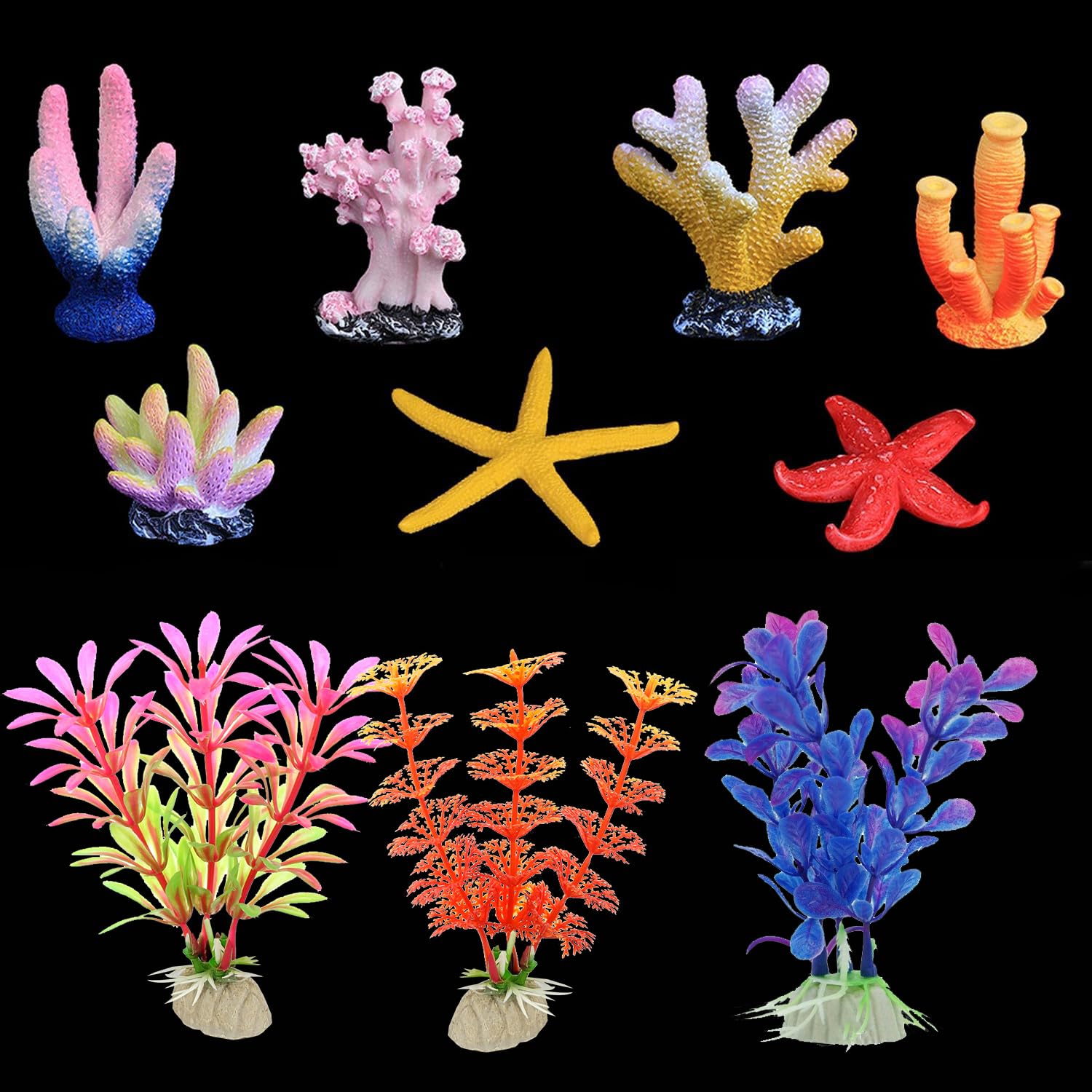 EQLEF Coral Artificial Acuario, de Coral y acuáticas Plantas para peceras Decoraciones Adornos para acuarios Paquete de 10