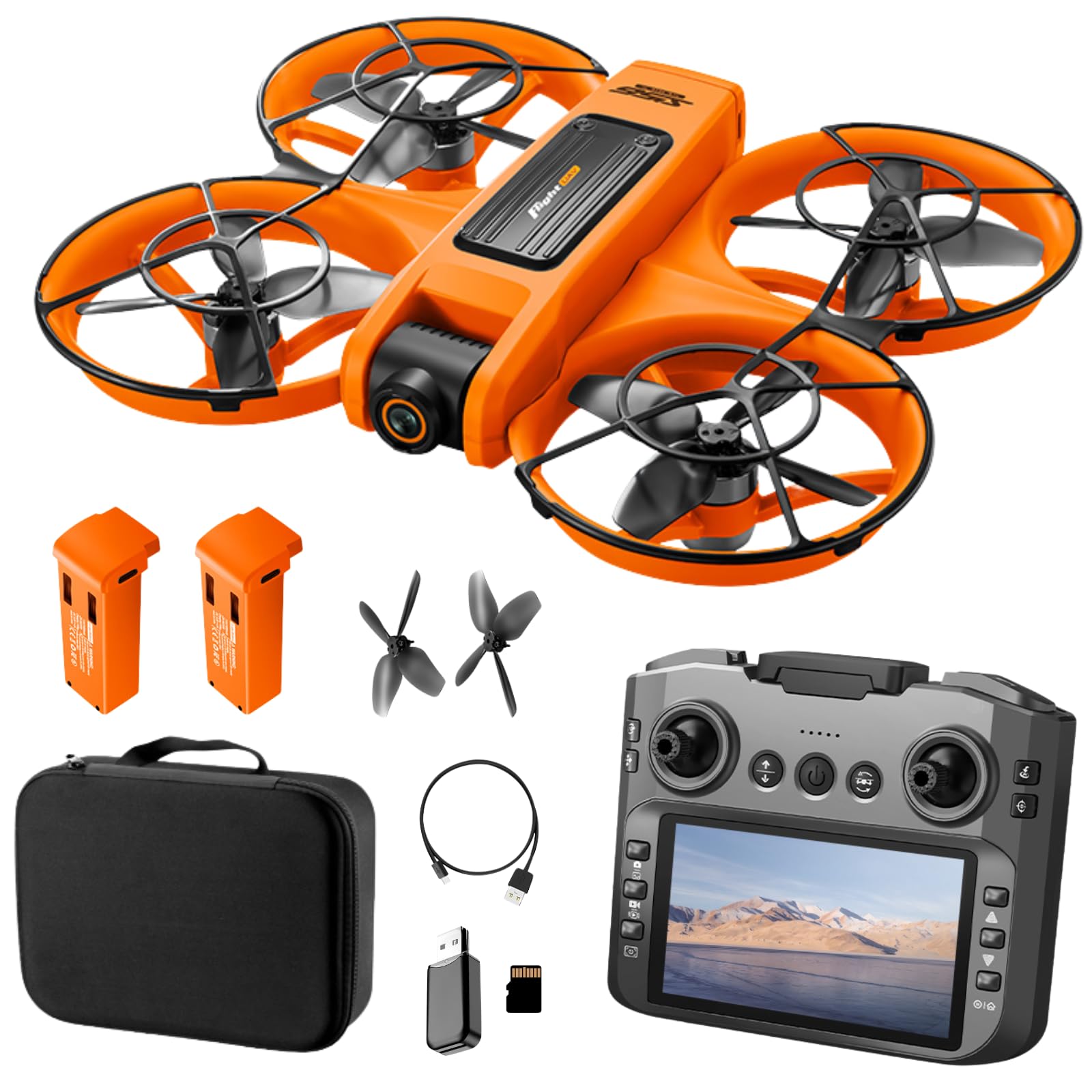 Photo 1 of RC Drone with HD Dual Camera for Adults, FPV Drones with HD Screen on Controller, Brushless Motor Optical Flow Positioning Headless Mode Gesture Photo Remote Control Quadcopter, Beginner-Friendly Aerial Photography Drones with 2 Batteries & Night Light, S